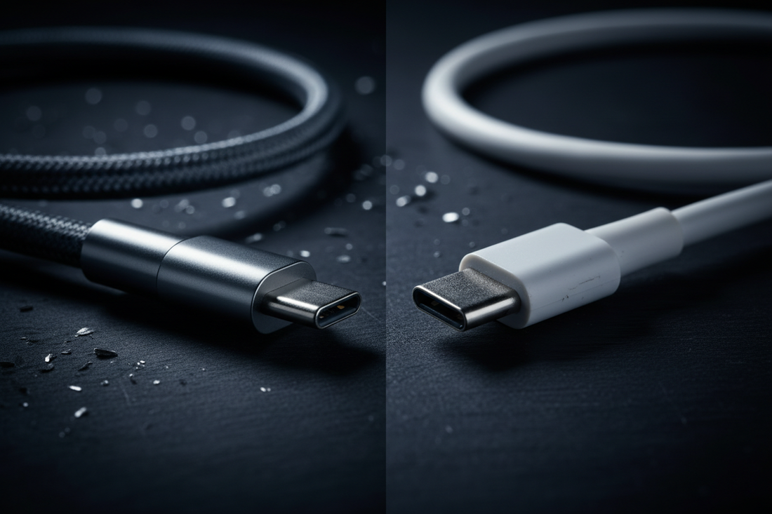 Câble USB-C tressé premium vs câble standard - Comparatif qualité et durabilité
