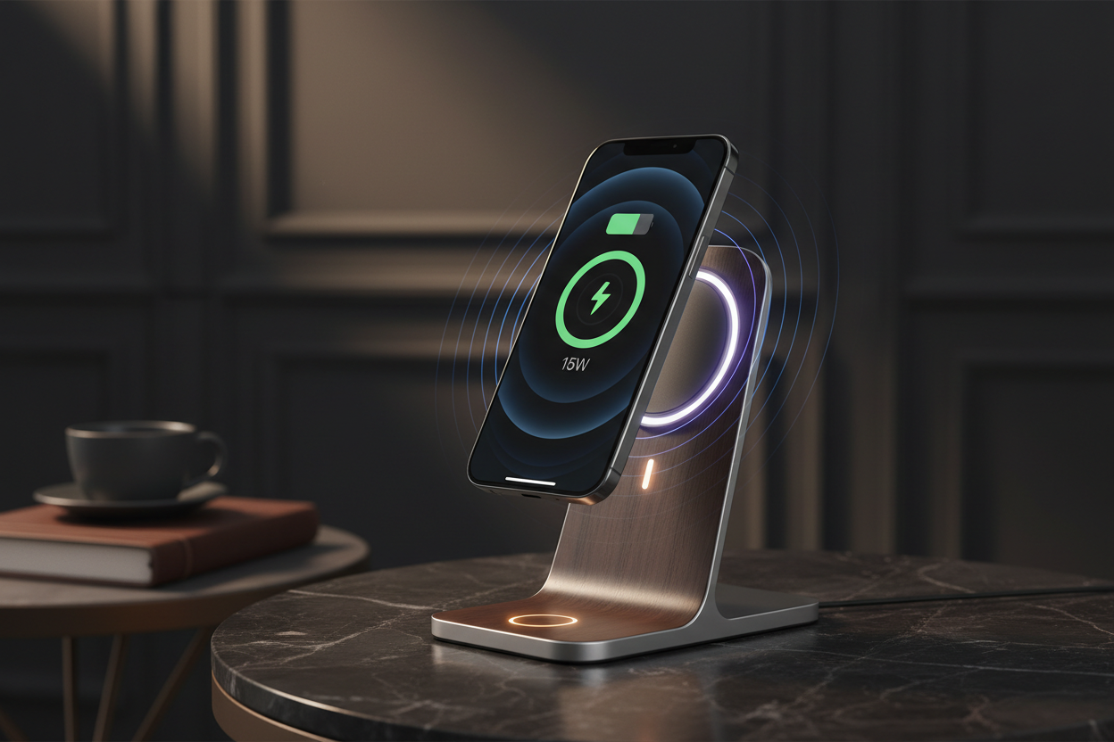 Chargeur MagSafe 15W avec iPhone en charge sans fil