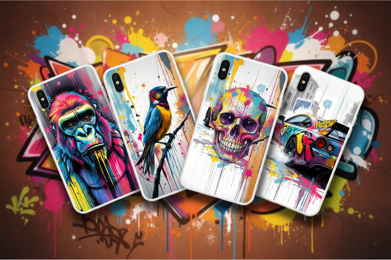 Coques iPhone et Samsung TechNova Graffiti - Designs street art exclusifs avec couleurs néon et effet dripping