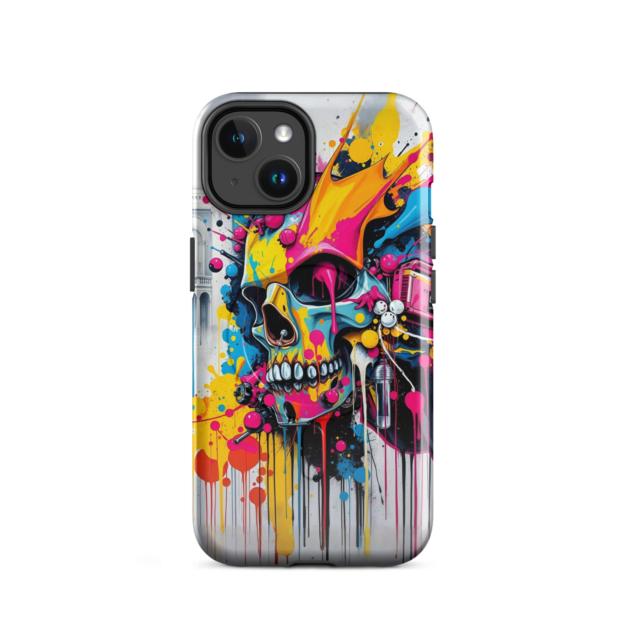 Coque iPhone TechNova Graffiti - Vue arrière avec artwork skull coloré et protection premium