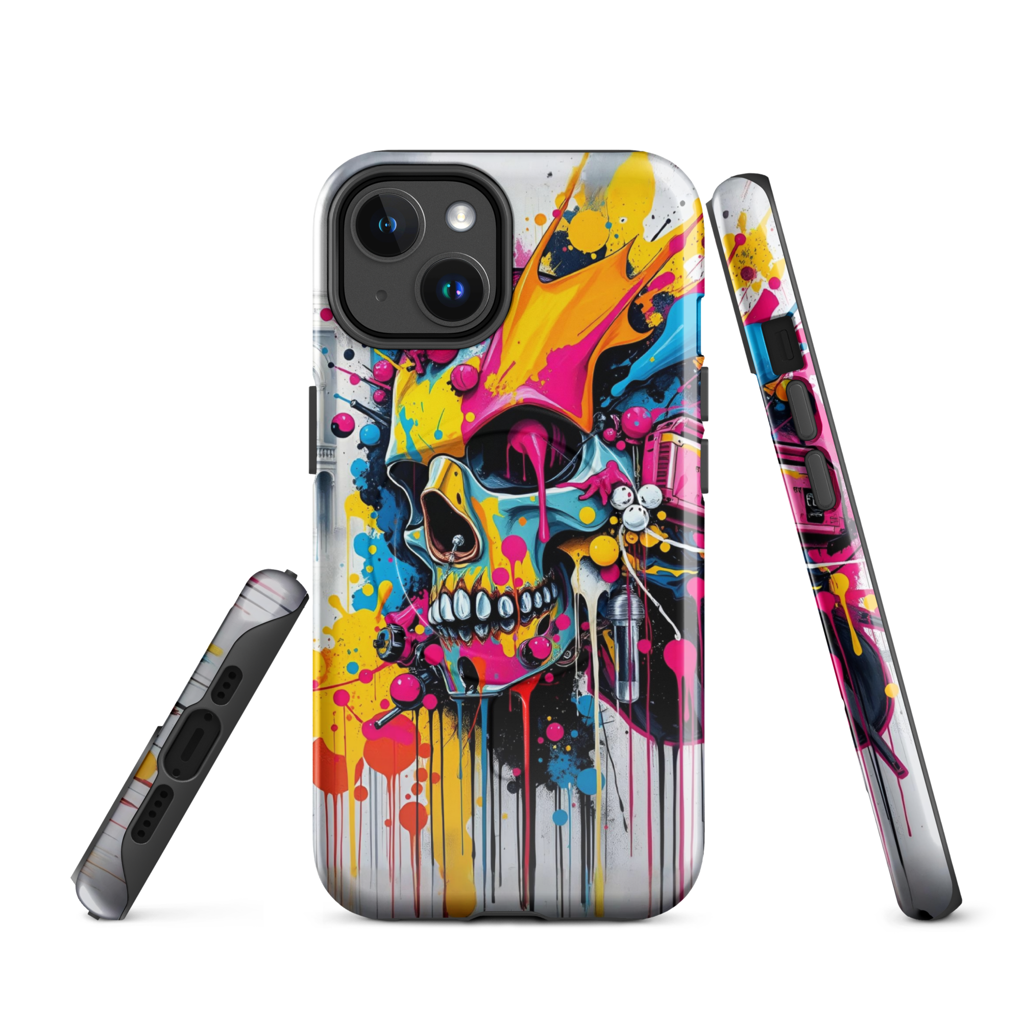 Coque iPhone TechNova Graffiti - Vue arrière avec artwork skull coloré et protection premium