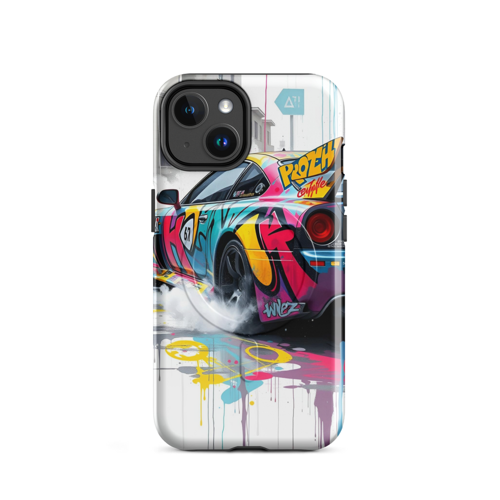 Product Coque iPhone MagSafe Graffiti Voiture Sport TechNova - Design street art racing avec couleurs néon
