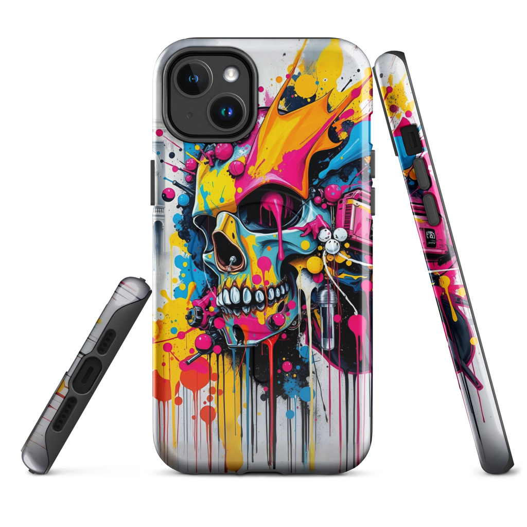 Coque iPhone TechNova Graffiti - Vue arrière avec artwork skull coloré et protection premium
