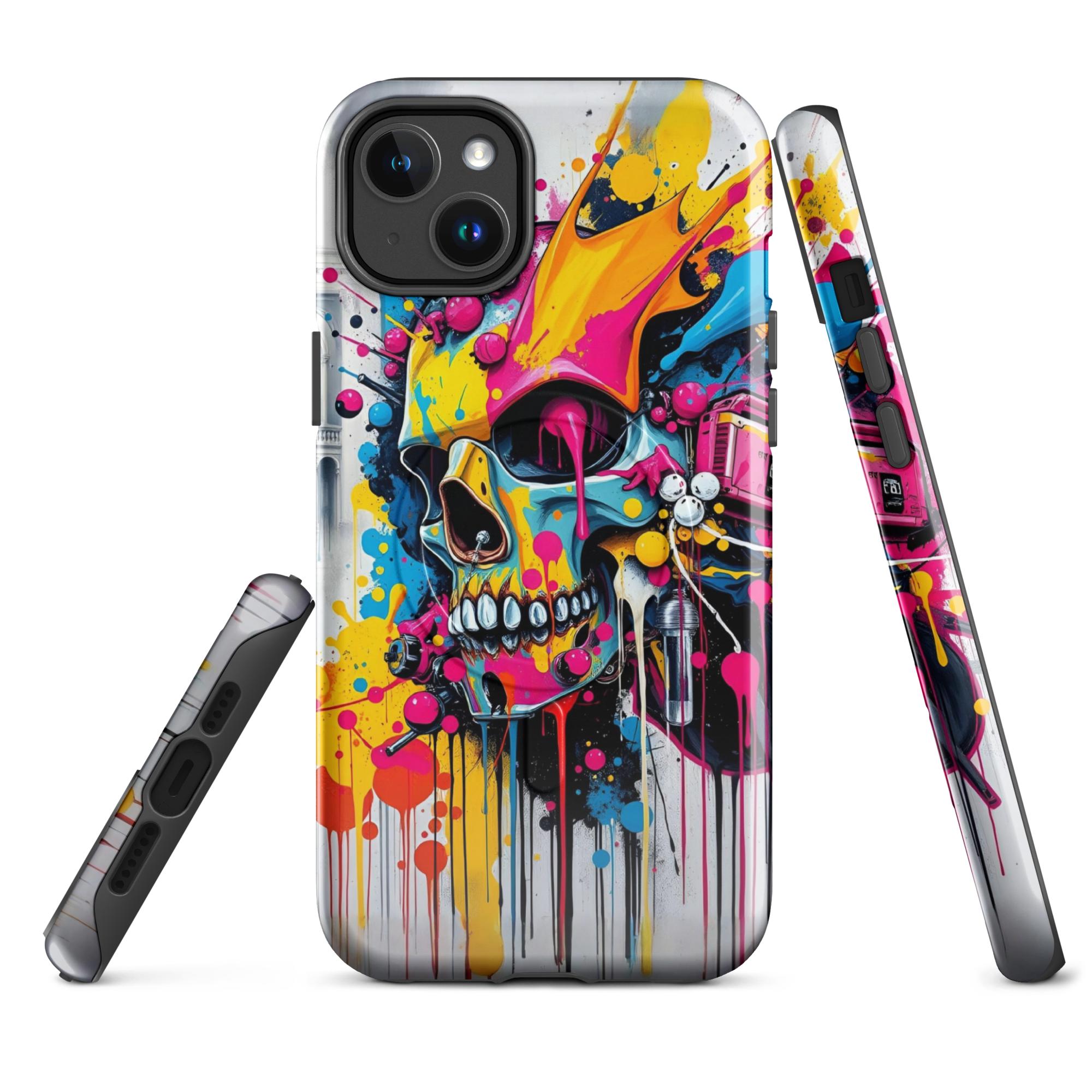 Coque iPhone TechNova Graffiti - Vue arrière avec artwork skull coloré et protection premium