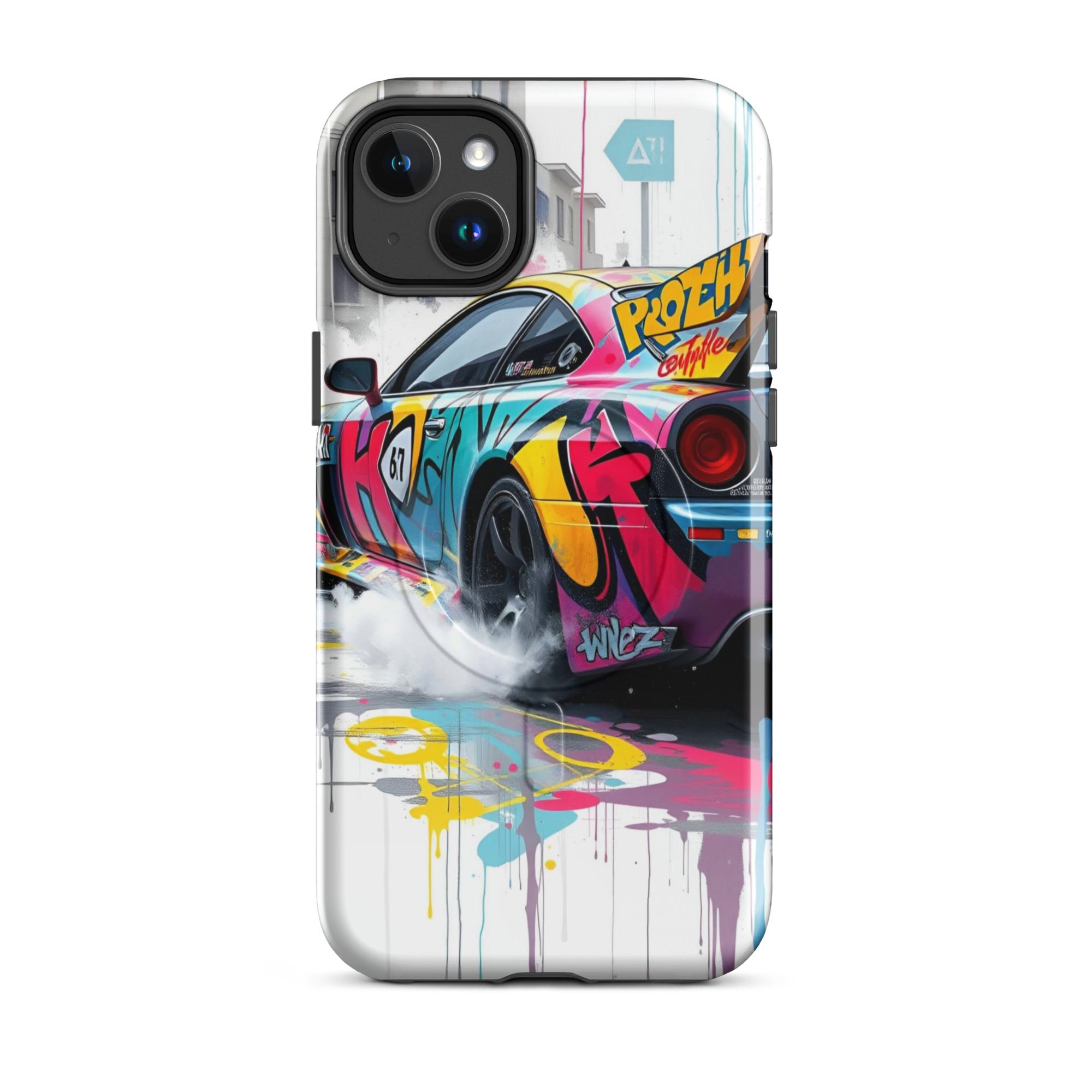 Product Coque iPhone MagSafe Graffiti Voiture Sport TechNova - Design street art racing avec couleurs néon