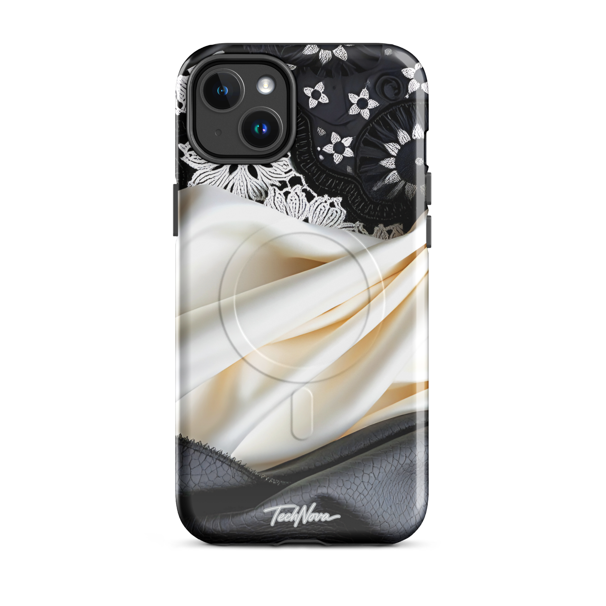 Coque iPhone MagSafe TechNova Couture Signature - Design premium haute couture avec protection renforcée et compatibilité MagSafe