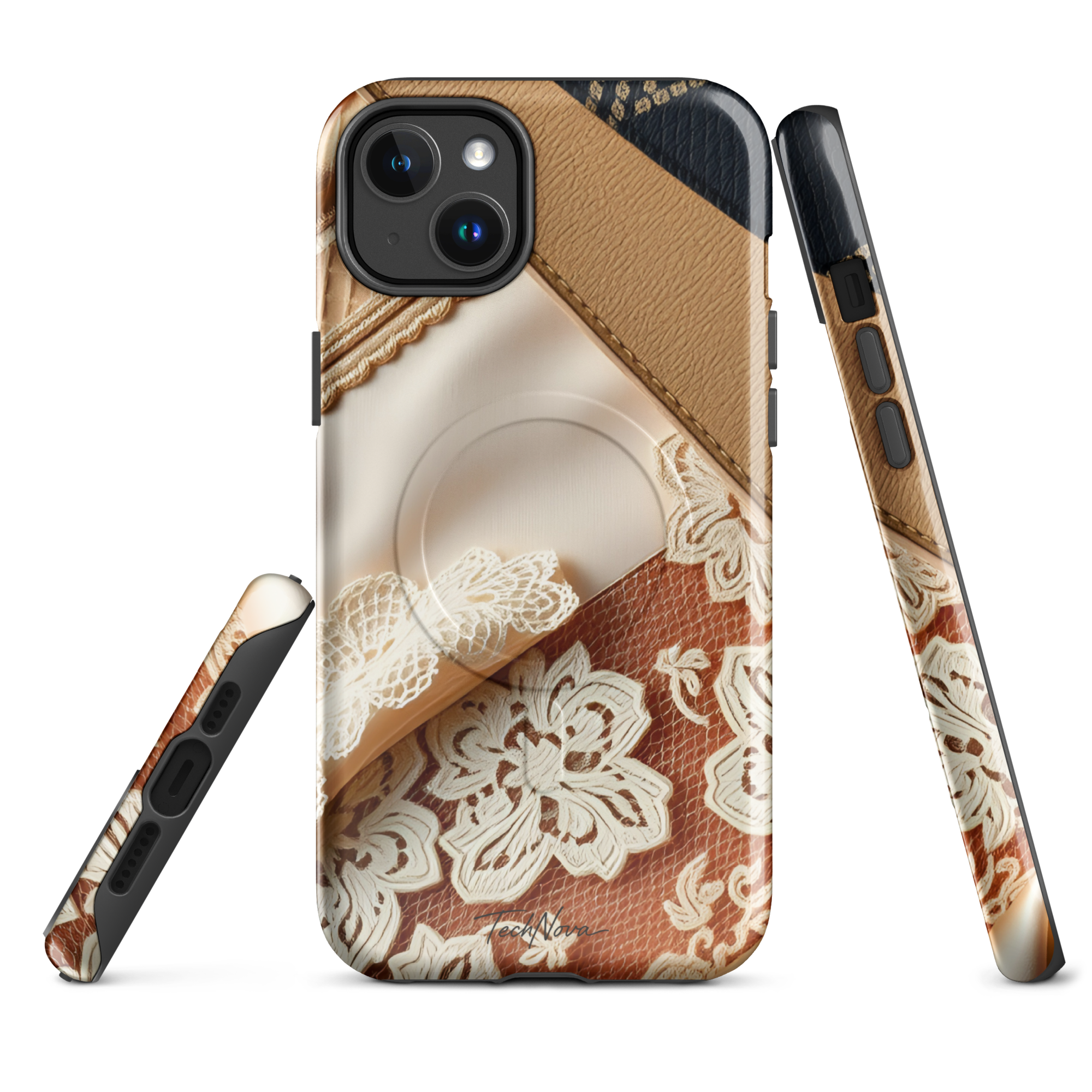 Coque iPhone MagSafe TechNova Couture Signature - Design premium haute couture avec protection renforcée et compatibilité MagSafe