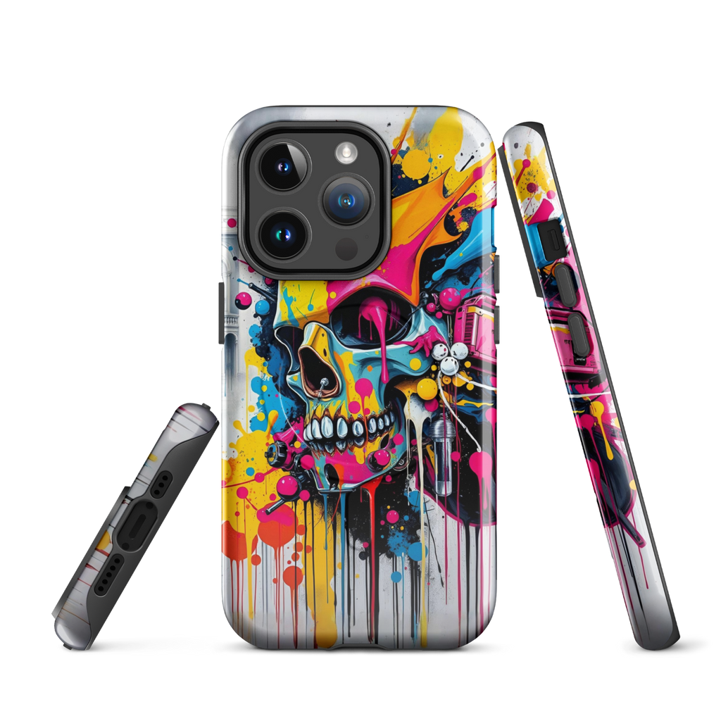 Coque iPhone TechNova Graffiti - Vue arrière avec artwork skull coloré et protection premium