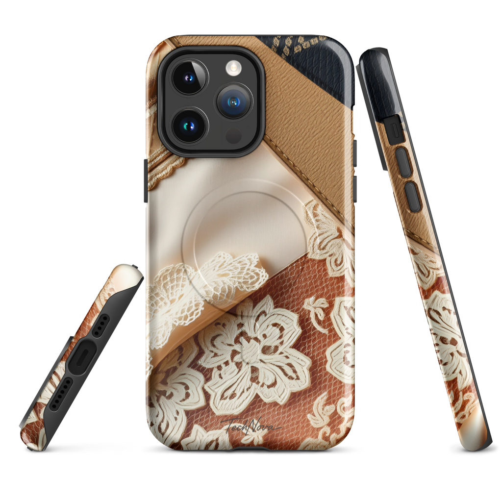 Coque iPhone MagSafe TechNova Couture Signature - Design premium haute couture avec protection renforcée et compatibilité MagSafe