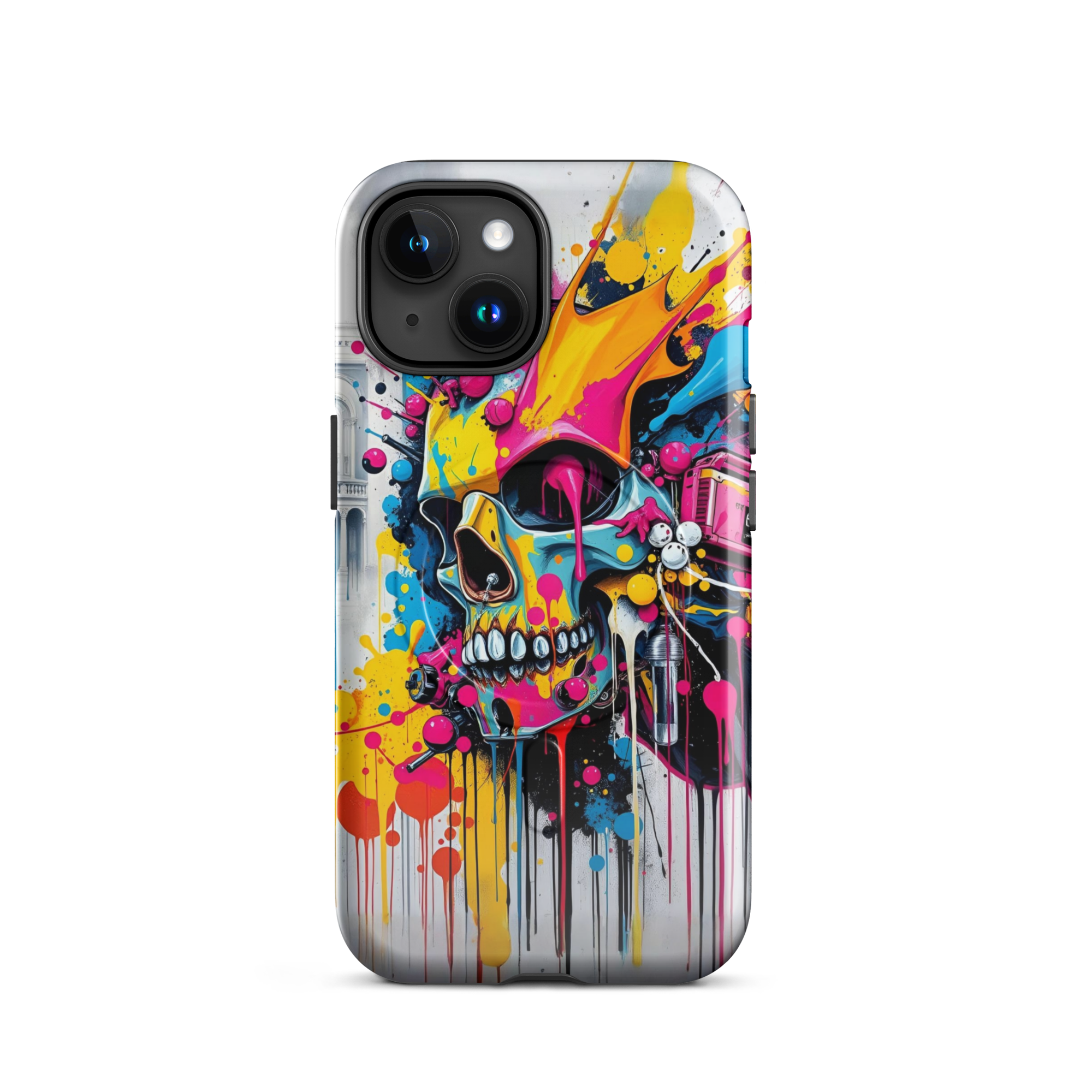Coque iPhone TechNova Graffiti - Vue arrière avec artwork skull coloré et protection premium