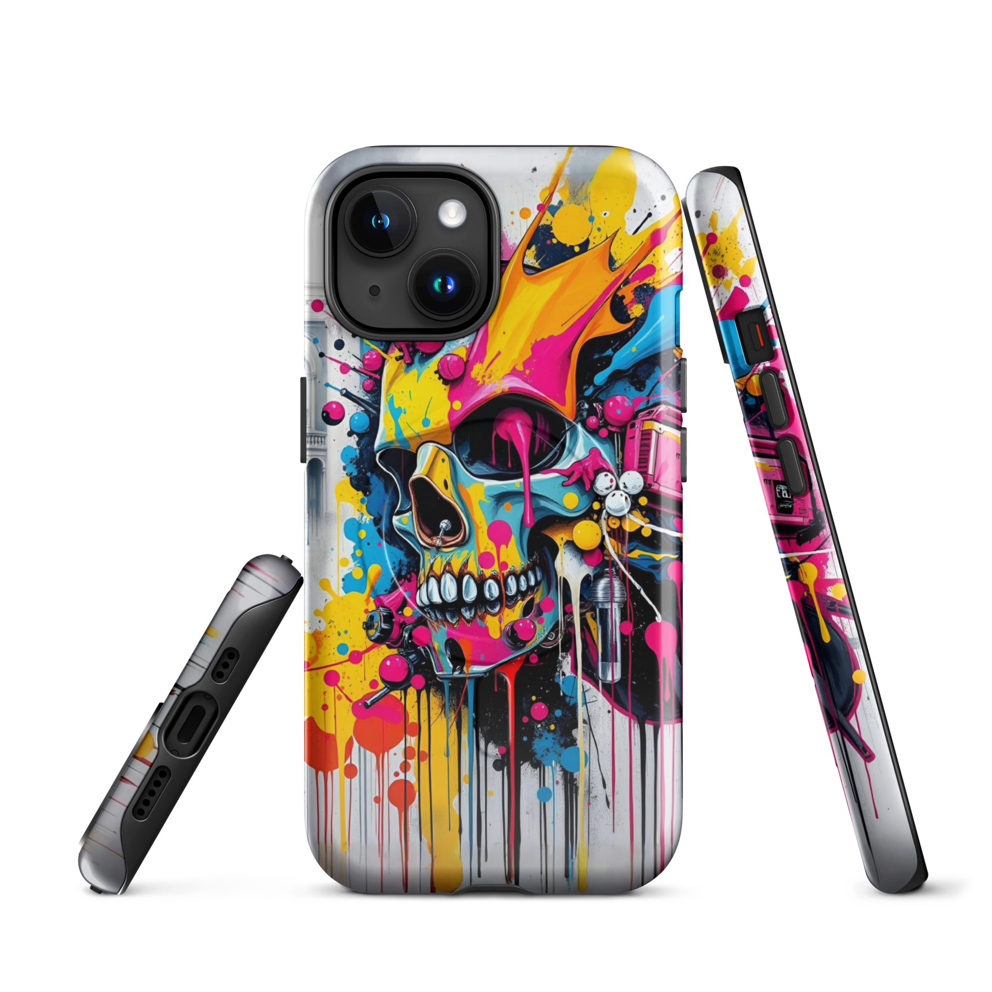 Coque iPhone TechNova Graffiti - Vue arrière avec artwork skull coloré et protection premium
