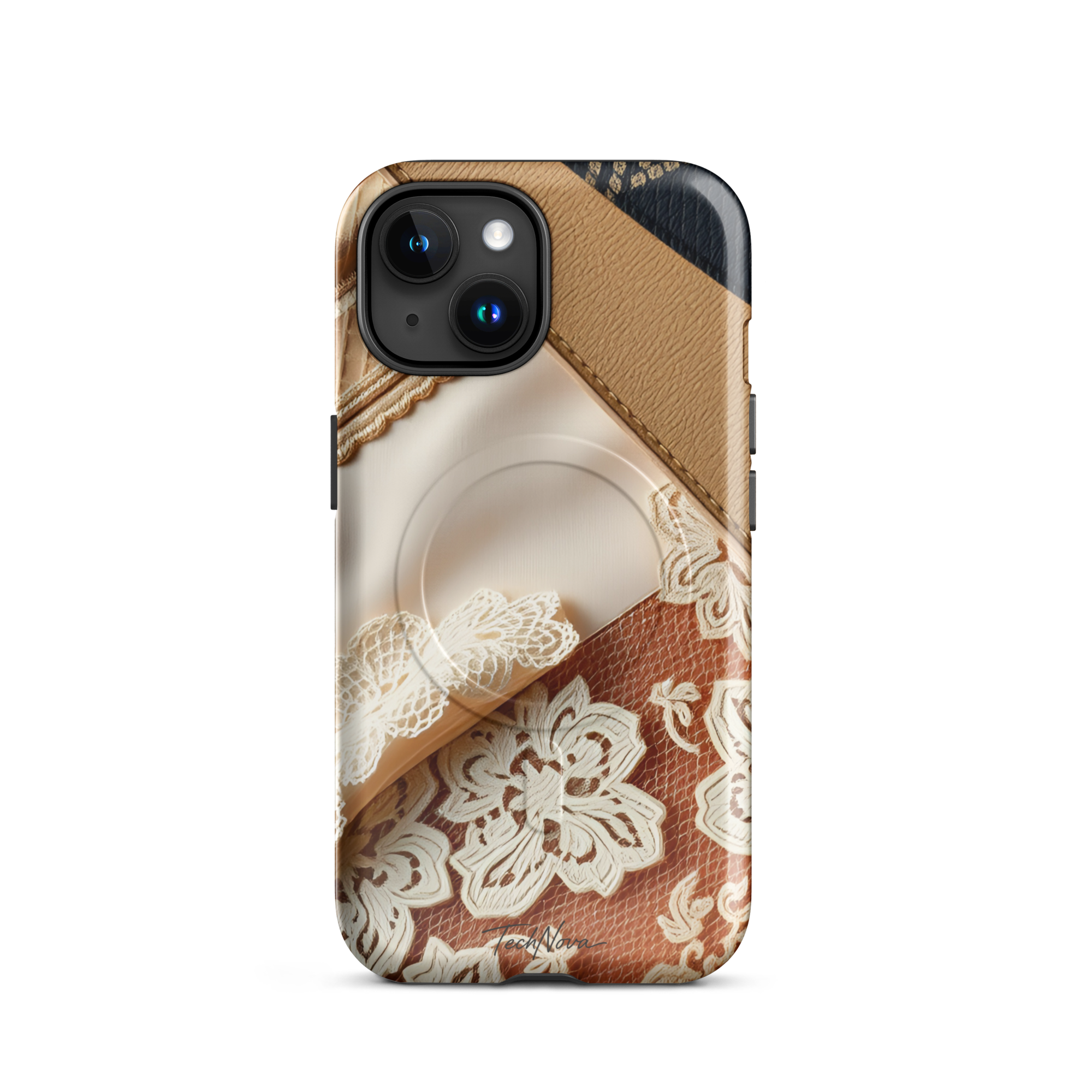 Coque iPhone MagSafe TechNova Couture Signature - Design premium haute couture avec protection renforcée et compatibilité MagSafe