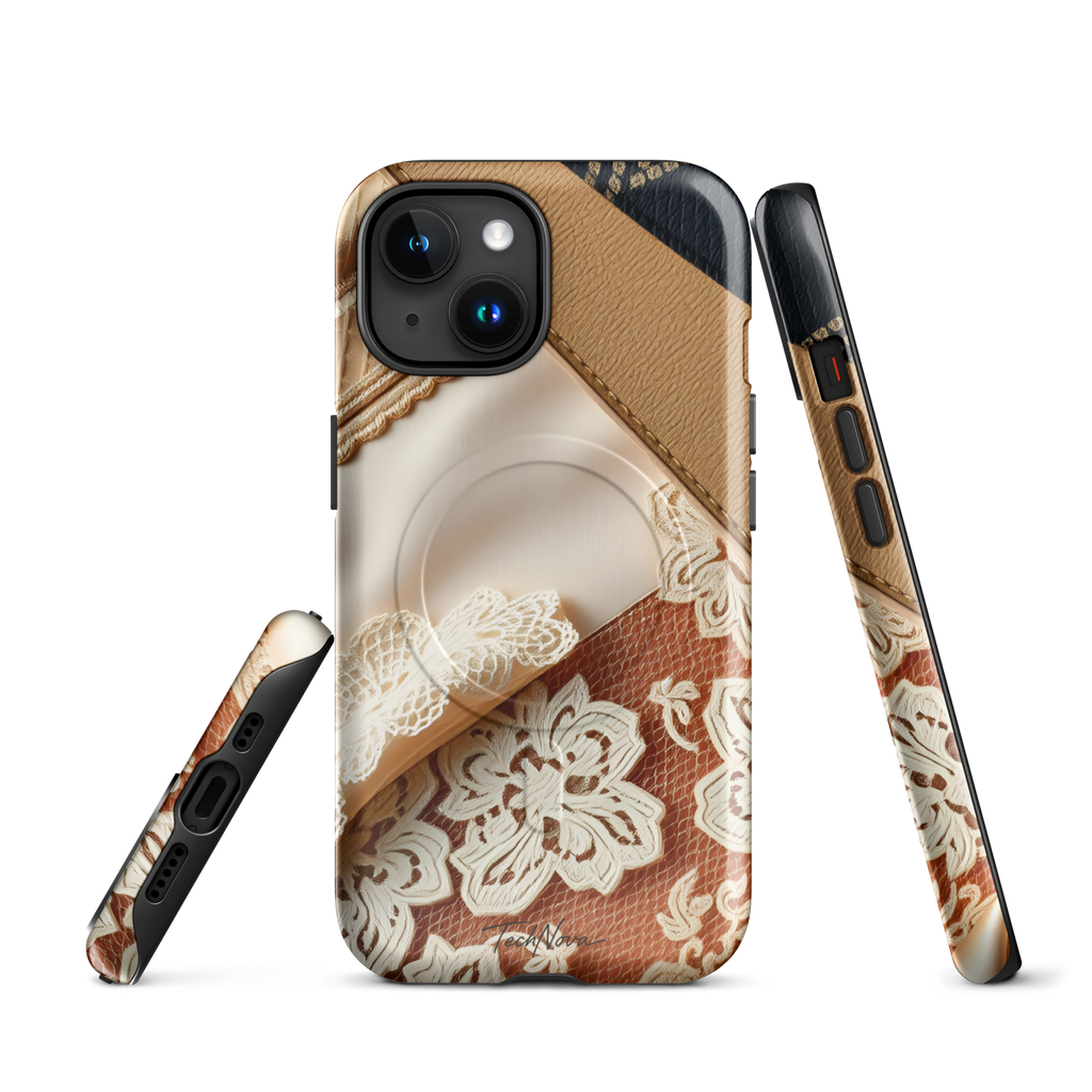 Coque iPhone MagSafe TechNova Couture Signature - Design premium haute couture avec protection renforcée et compatibilité MagSafe