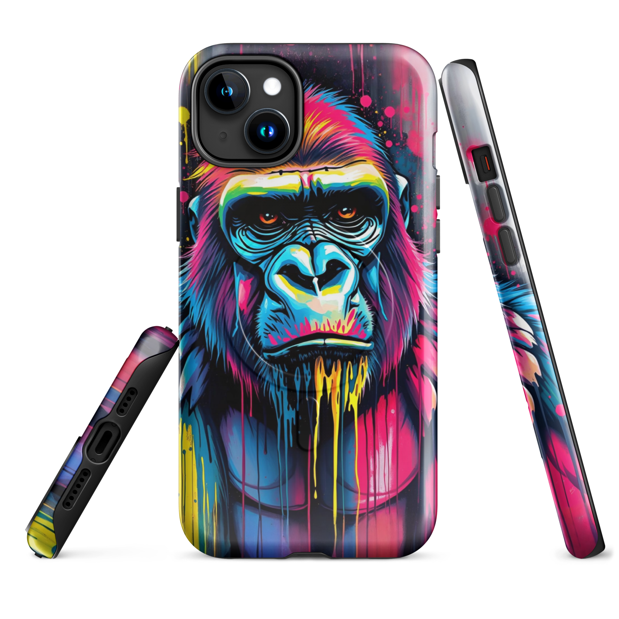 Coque iPhone MagSafe Graffiti Gorille TechNova - Design street art avec couleurs néon vibrantes