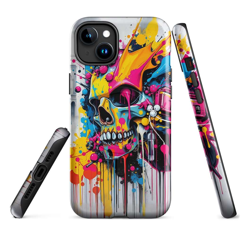 Coque iPhone TechNova Graffiti - Vue arrière avec artwork skull coloré et protection premium