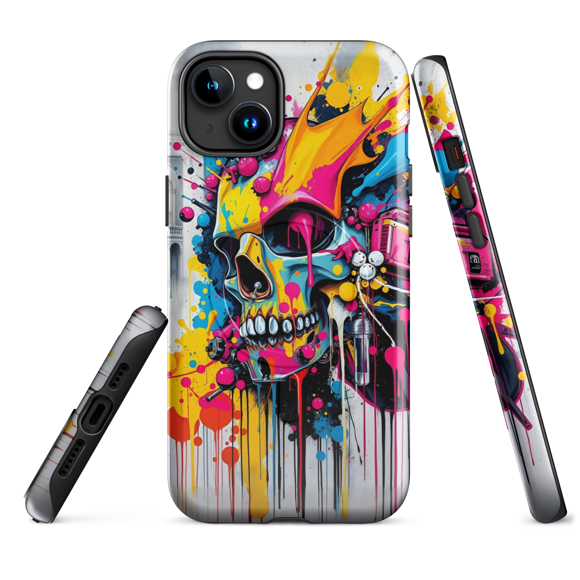 Coque iPhone TechNova Graffiti - Vue arrière avec artwork skull coloré et protection premium