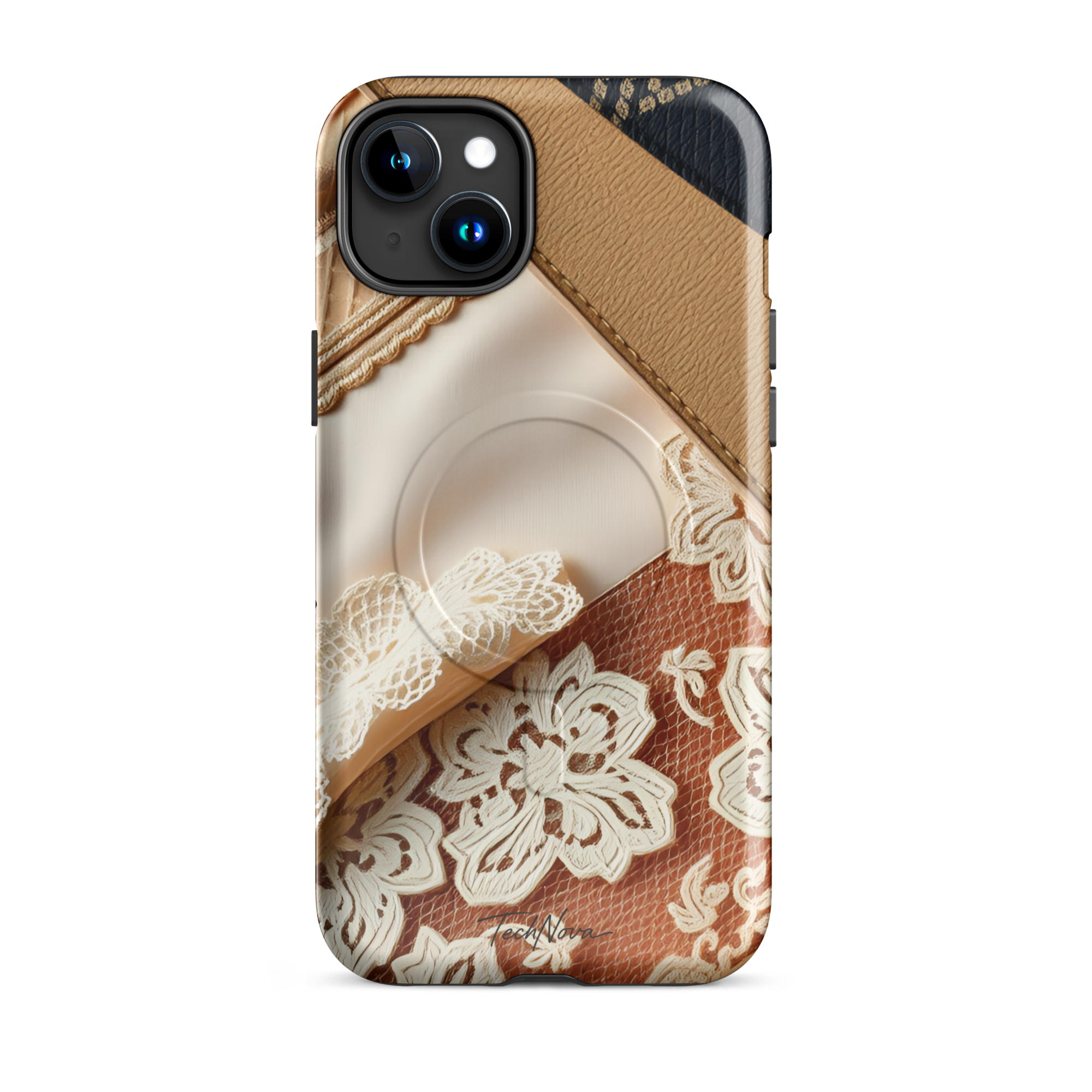 Coque iPhone MagSafe TechNova Couture Signature - Design premium haute couture avec protection renforcée et compatibilité MagSafe