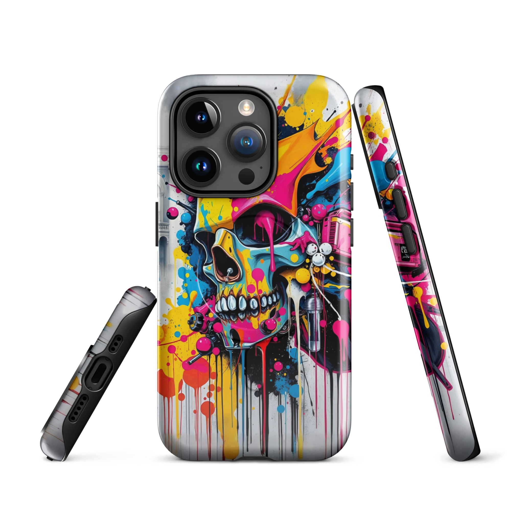 Coque iPhone TechNova Graffiti - Vue arrière avec artwork skull coloré et protection premium