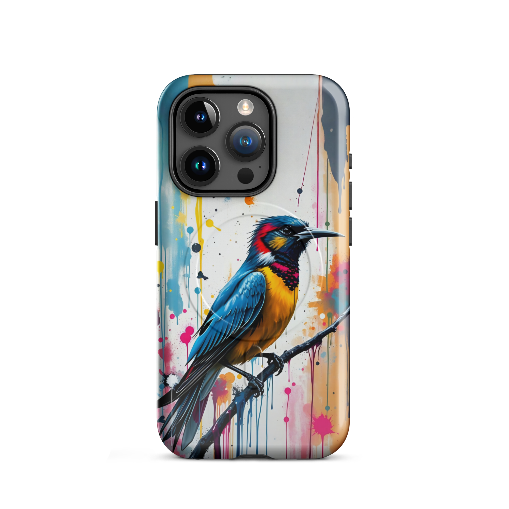 Coque iPhone MagSafe Graffiti Oiseau Tropical TechNova - Design street art avec couleurs néon vibrantes