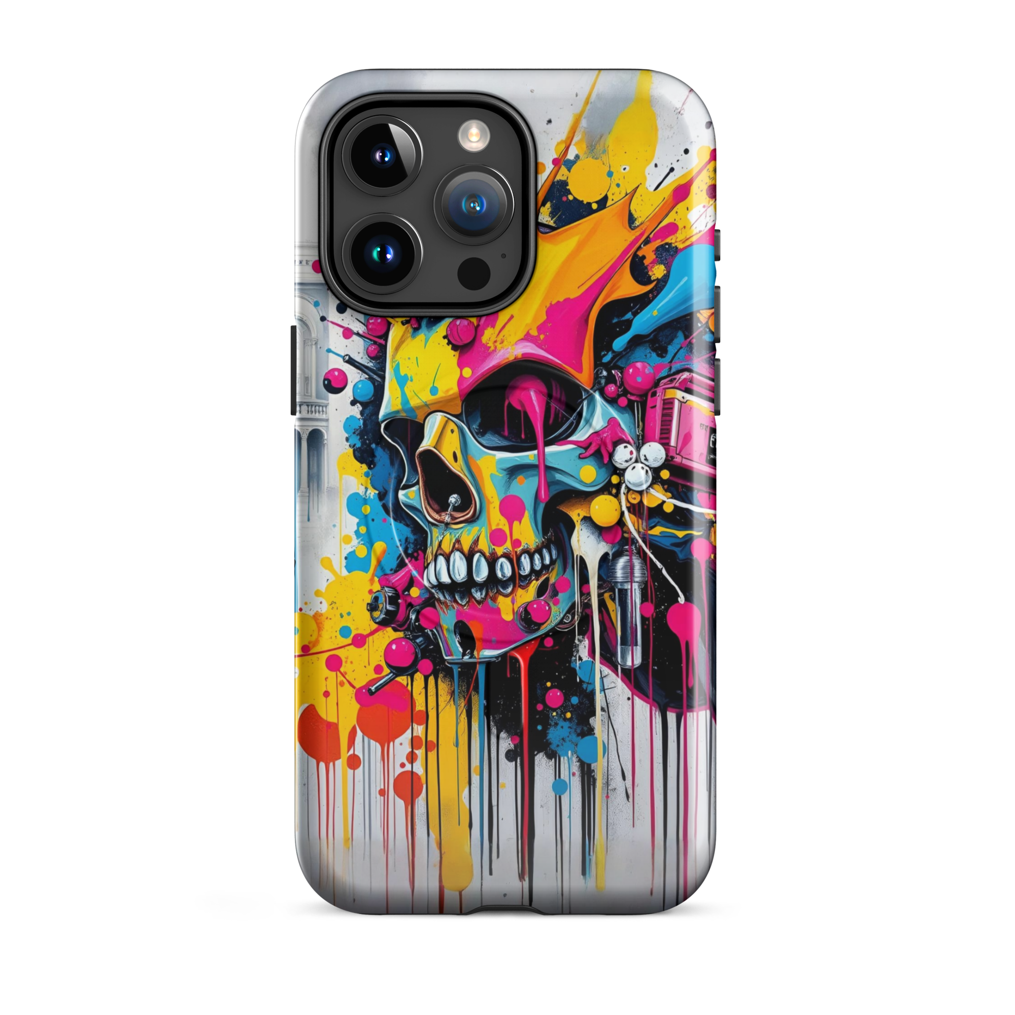 Coque iPhone TechNova Graffiti - Vue arrière avec artwork skull coloré et protection premium