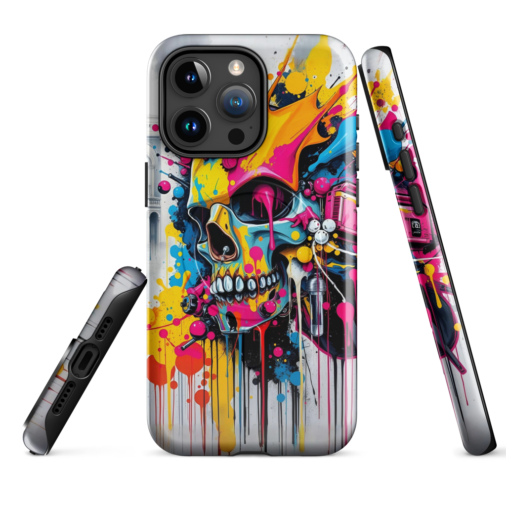 Coque iPhone TechNova Graffiti - Vue arrière avec artwork skull coloré et protection premium