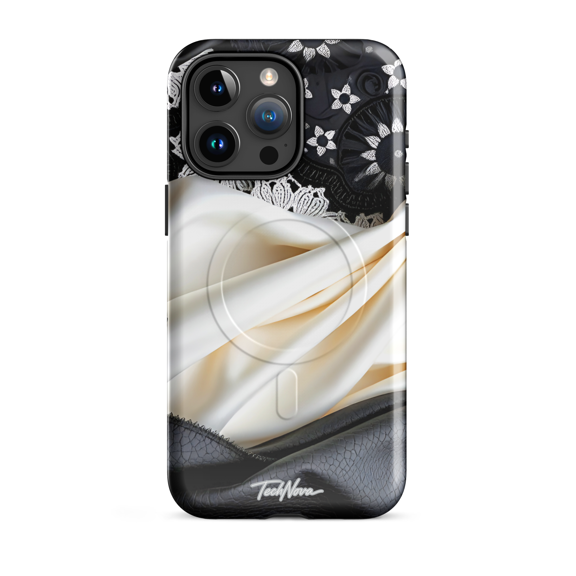 Coque iPhone MagSafe TechNova Couture Signature - Design premium haute couture avec protection renforcée et compatibilité MagSafe