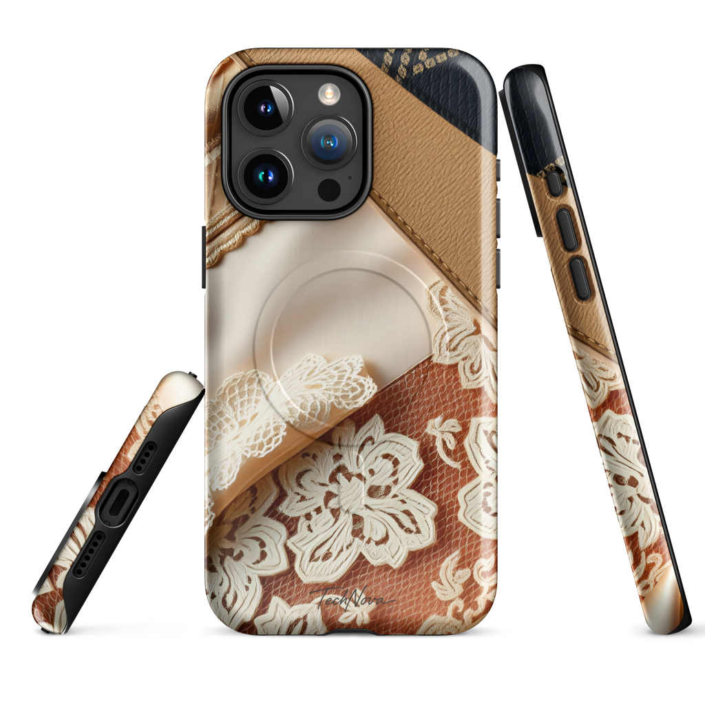 Coque iPhone MagSafe TechNova Couture Signature - Design premium haute couture avec protection renforcée et compatibilité MagSafe