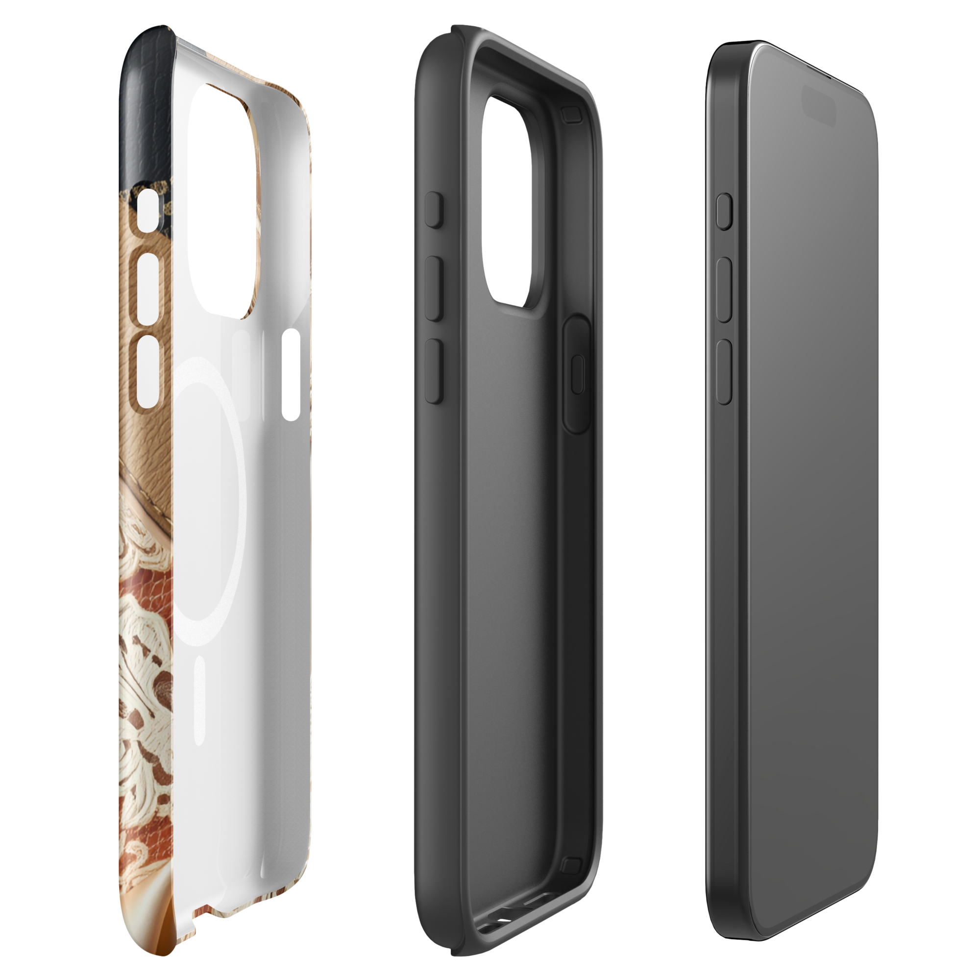 Coque iPhone MagSafe TechNova Couture Signature - Design premium haute couture avec protection renforcée et compatibilité MagSafe