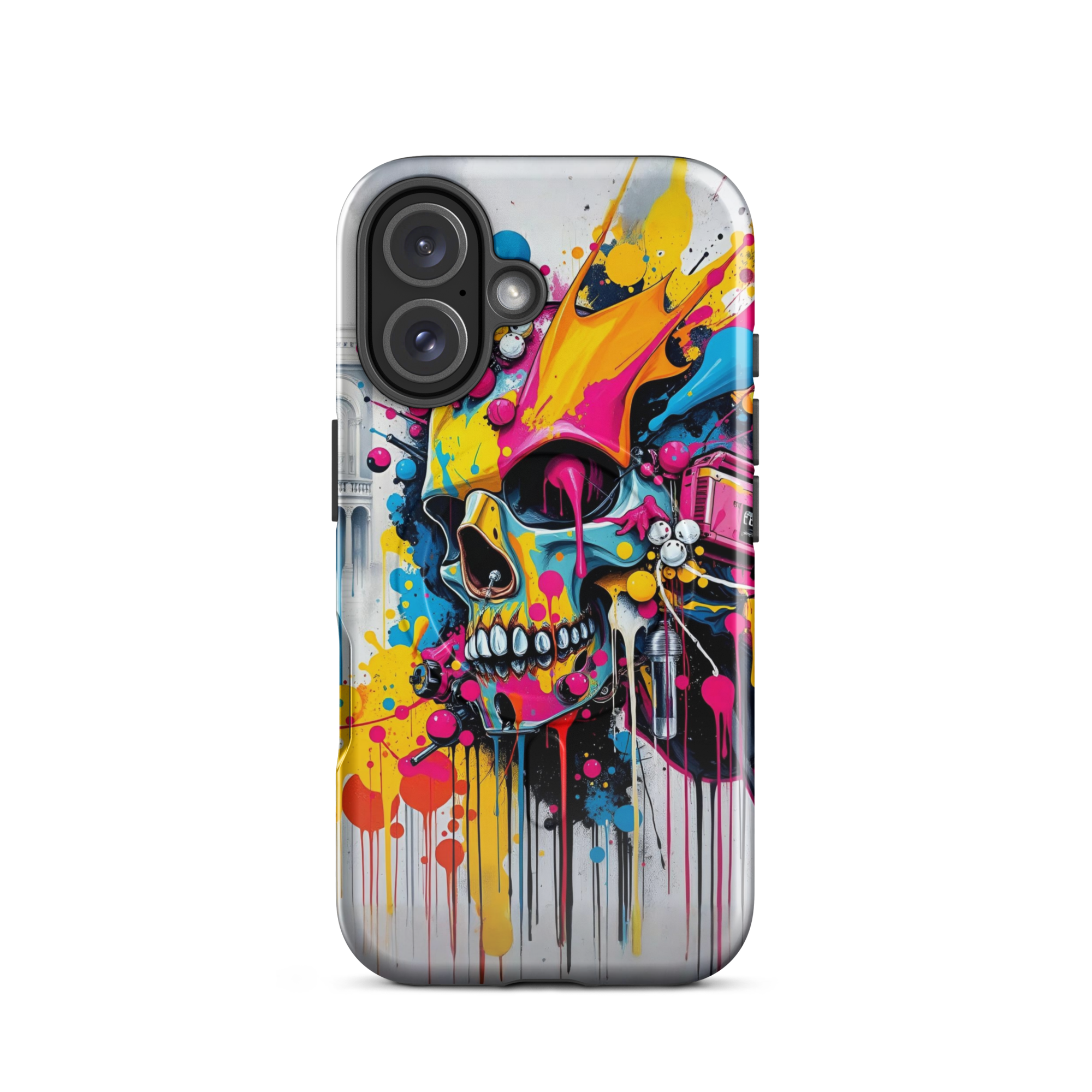 Coque iPhone TechNova Graffiti - Vue arrière avec artwork skull coloré et protection premium