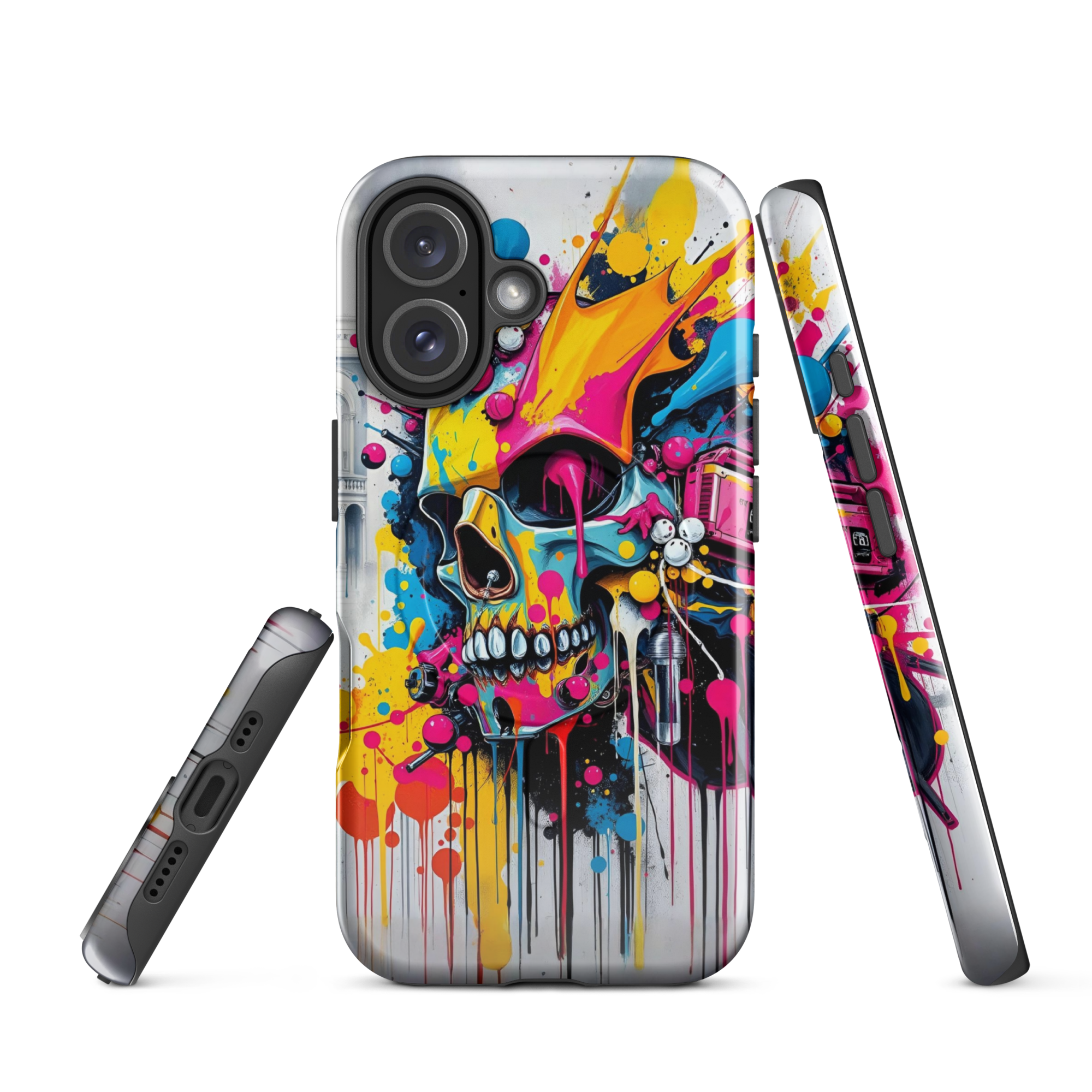Coque iPhone TechNova Graffiti - Vue arrière avec artwork skull coloré et protection premium
