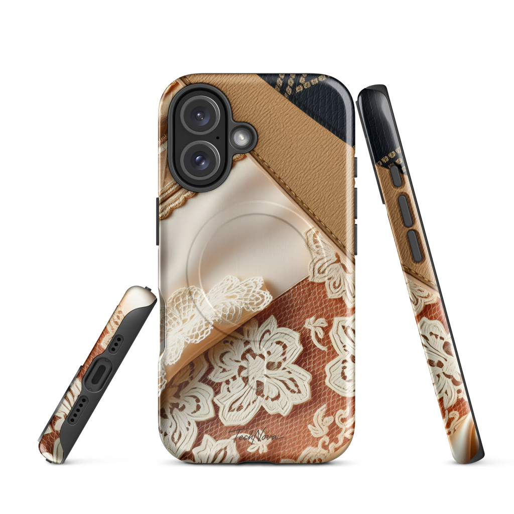 Coque iPhone MagSafe TechNova Couture Signature - Design premium haute couture avec protection renforcée et compatibilité MagSafe