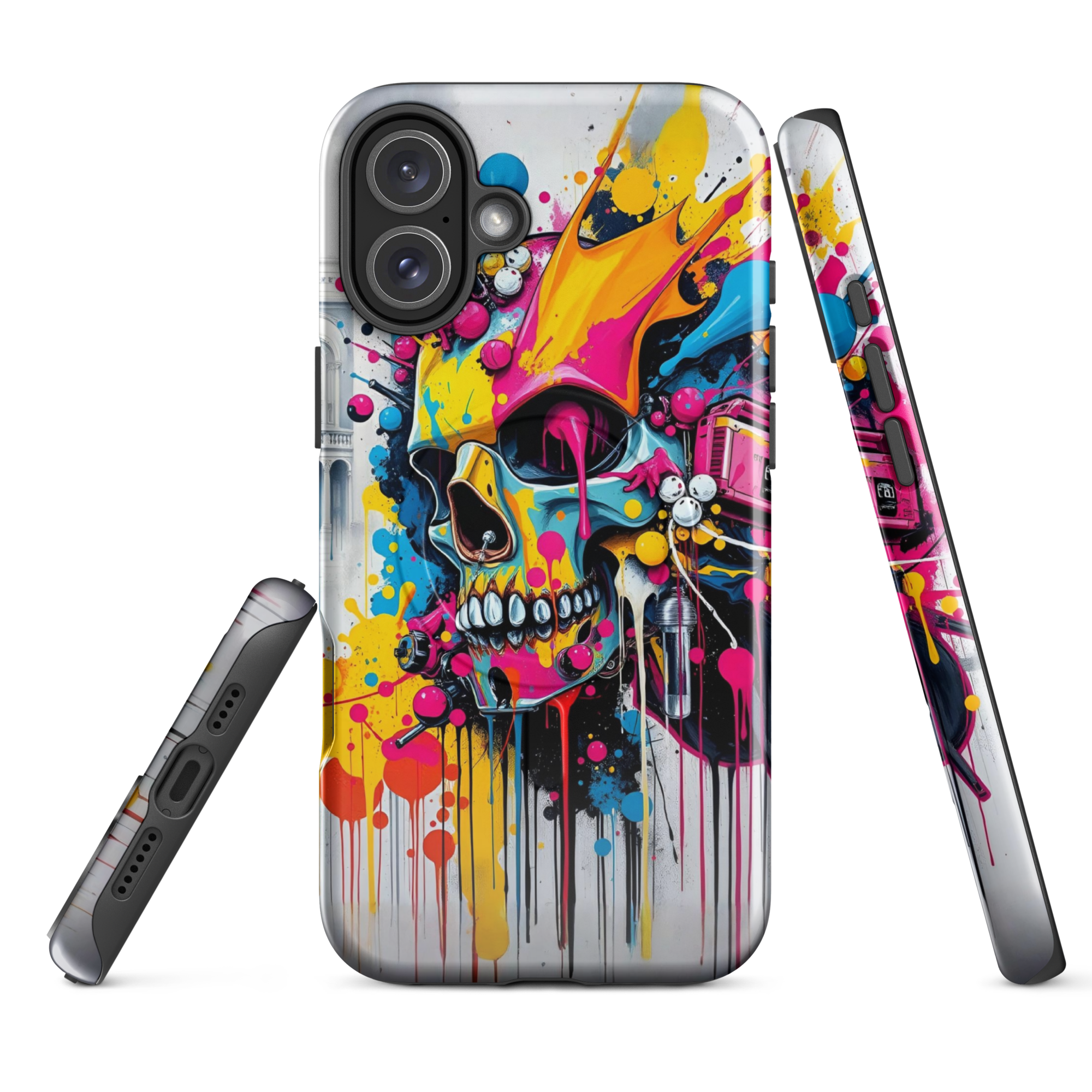 Coque iPhone TechNova Graffiti - Vue arrière avec artwork skull coloré et protection premium