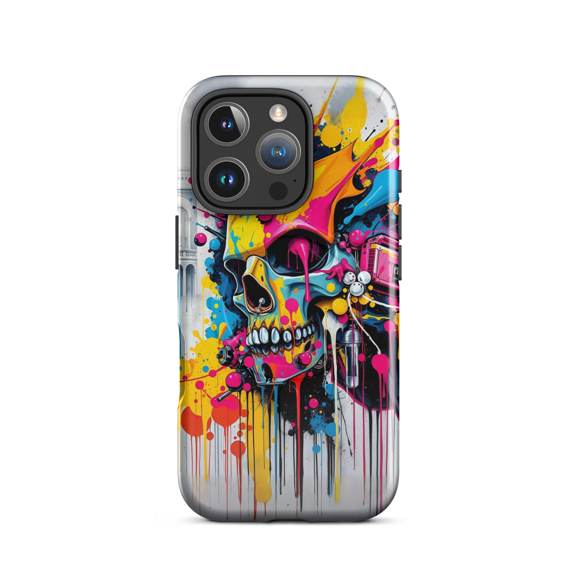 Coque iPhone TechNova Graffiti - Vue arrière avec artwork skull coloré et protection premium