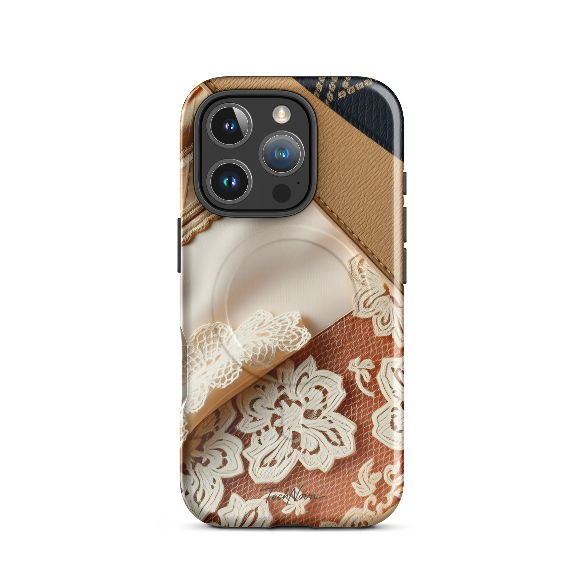 Coque iPhone MagSafe TechNova Couture Signature - Design premium haute couture avec protection renforcée et compatibilité MagSafe