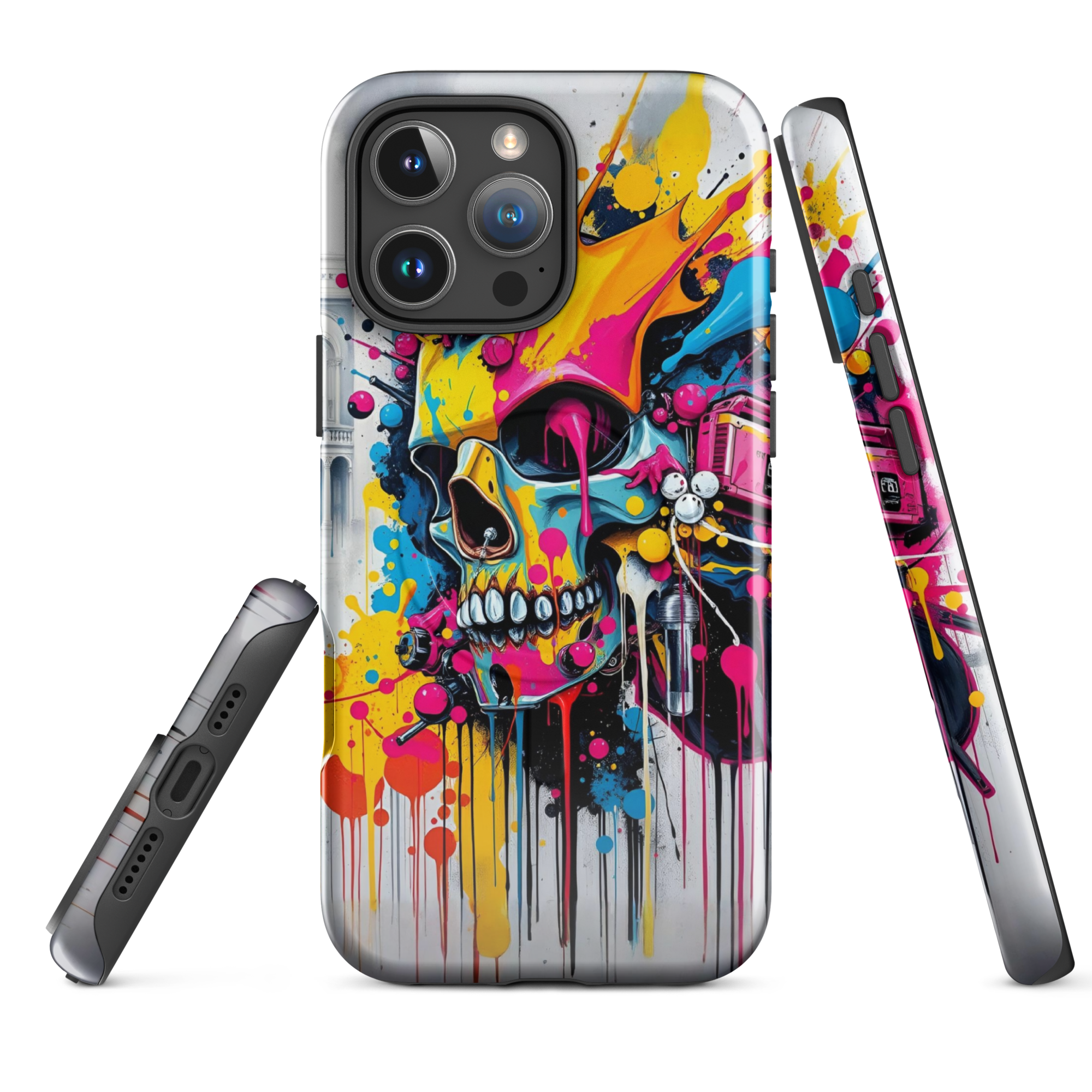 Coque iPhone TechNova Graffiti - Vue arrière avec artwork skull coloré et protection premium
