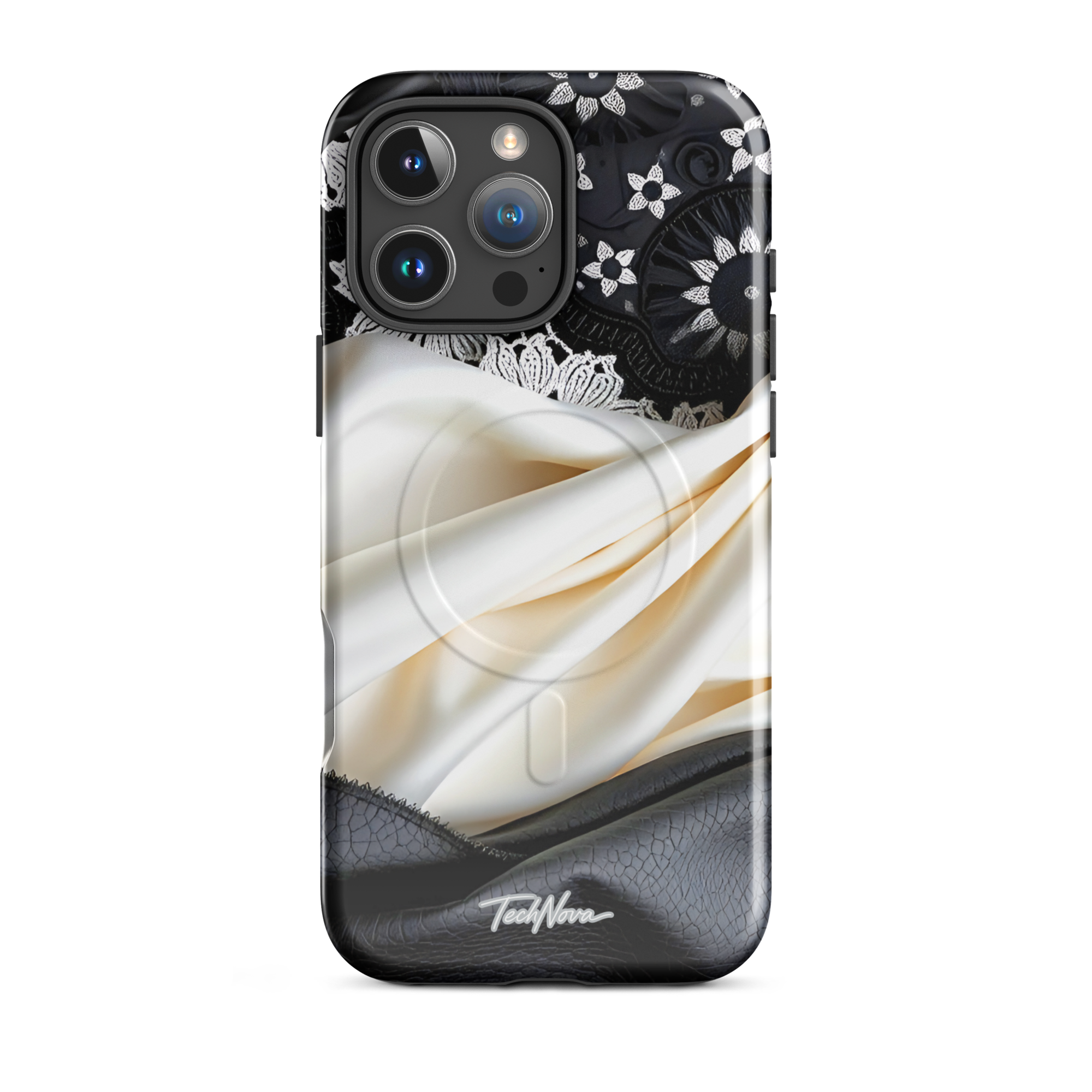 Coque iPhone MagSafe TechNova Couture Signature - Design premium haute couture avec protection renforcée et compatibilité MagSafe