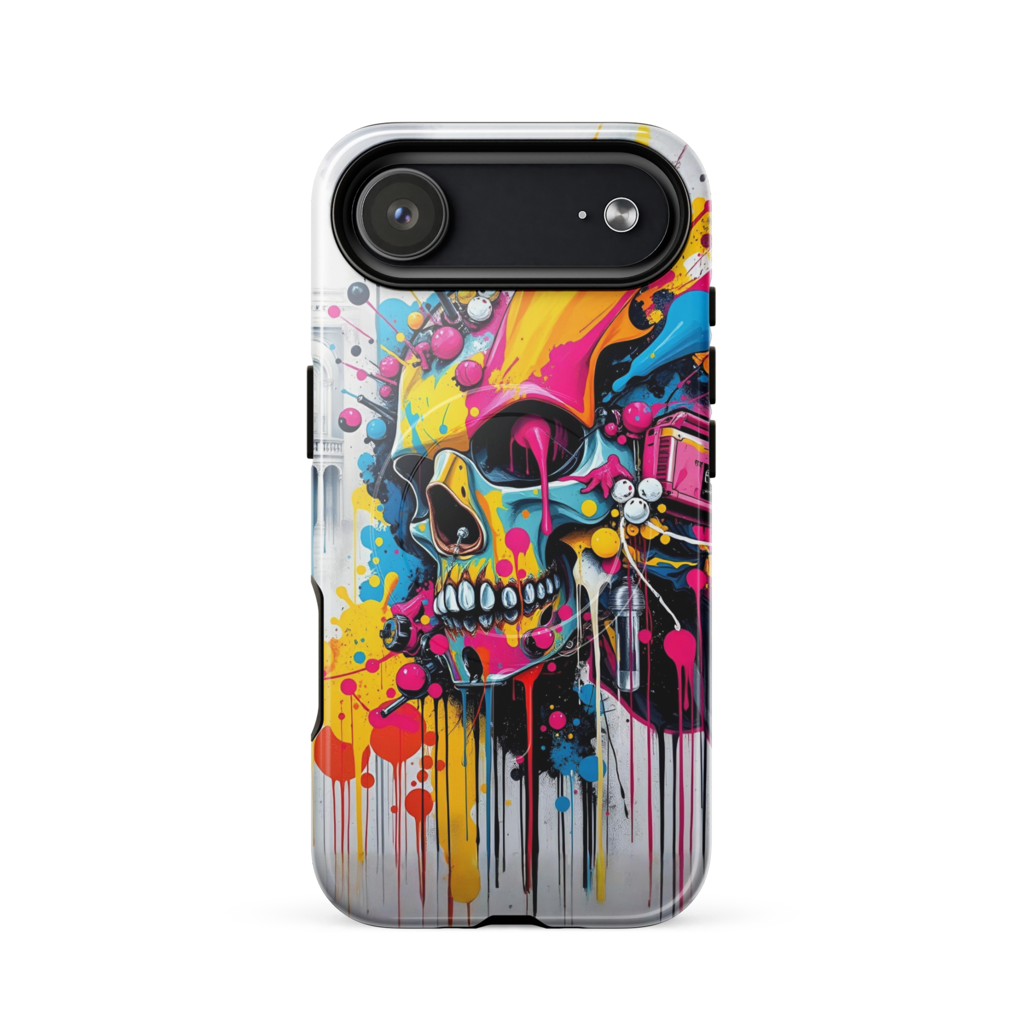 Coque iPhone TechNova Graffiti - Vue arrière avec artwork skull coloré et protection premium