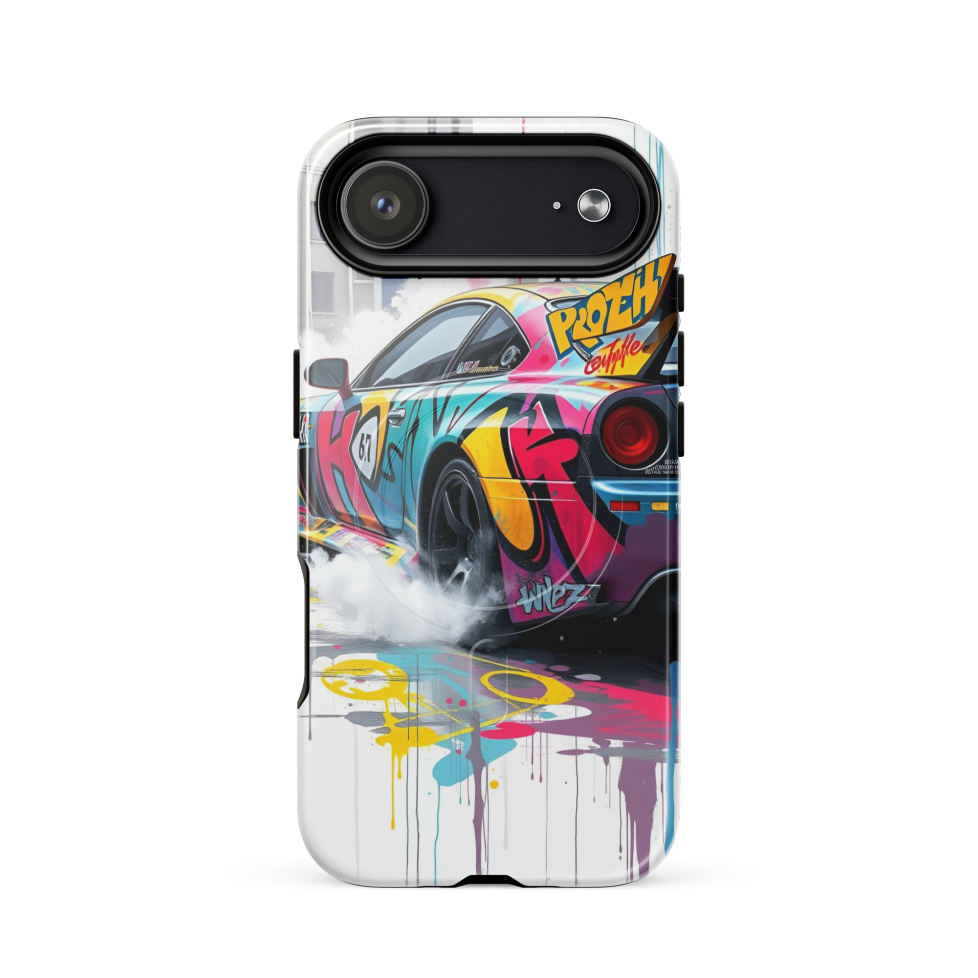 Product Coque iPhone MagSafe Graffiti Voiture Sport TechNova - Design street art racing avec couleurs néon