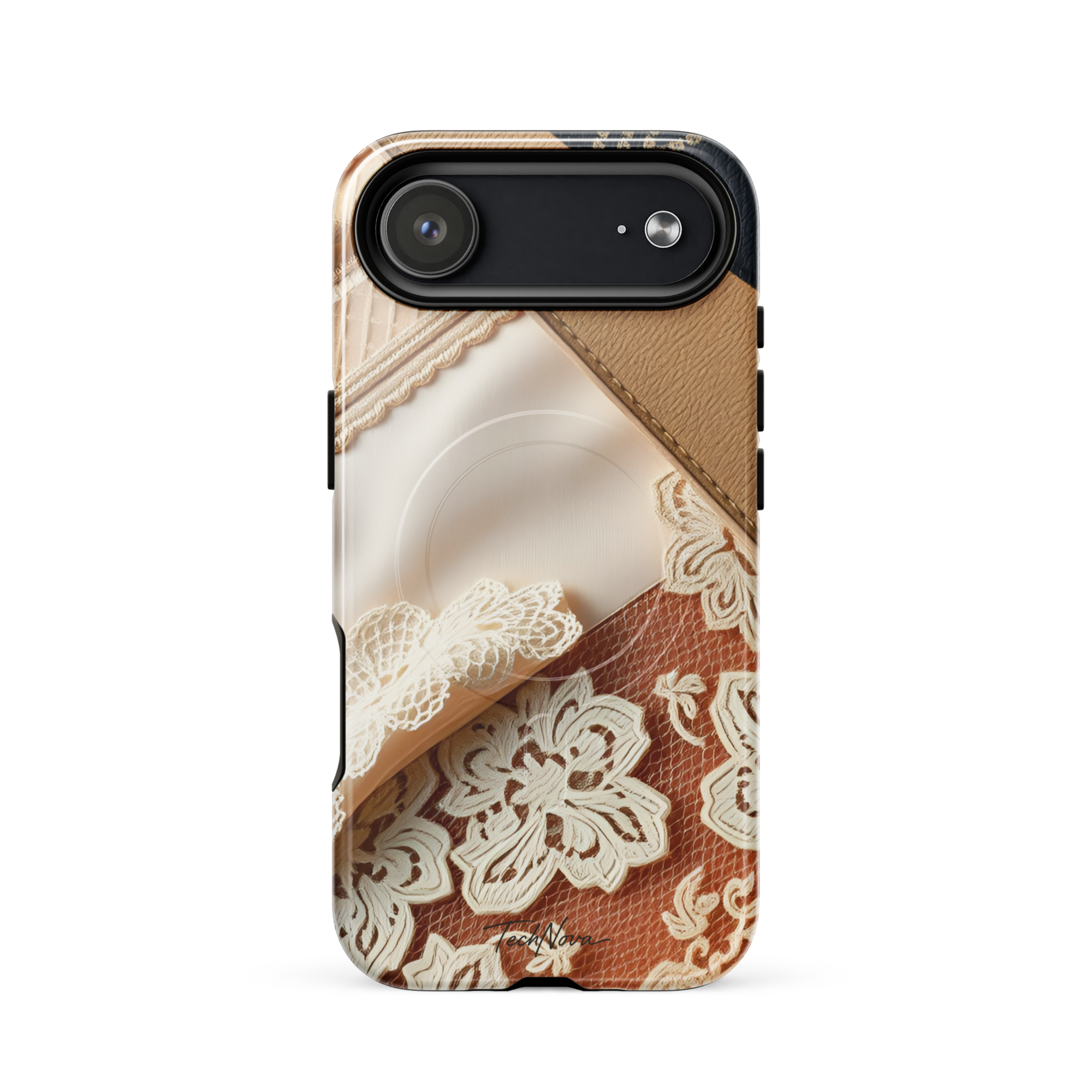 Coque iPhone MagSafe TechNova Couture Signature - Design premium haute couture avec protection renforcée et compatibilité MagSafe