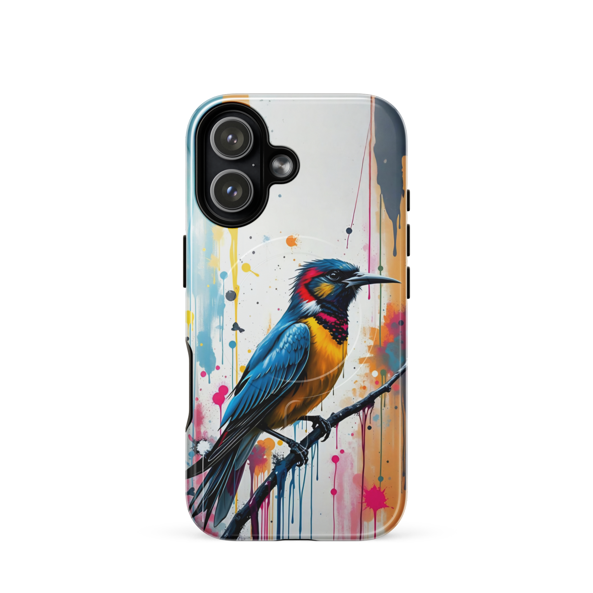 Coque iPhone MagSafe Graffiti Oiseau Tropical TechNova - Design street art avec couleurs néon vibrantes