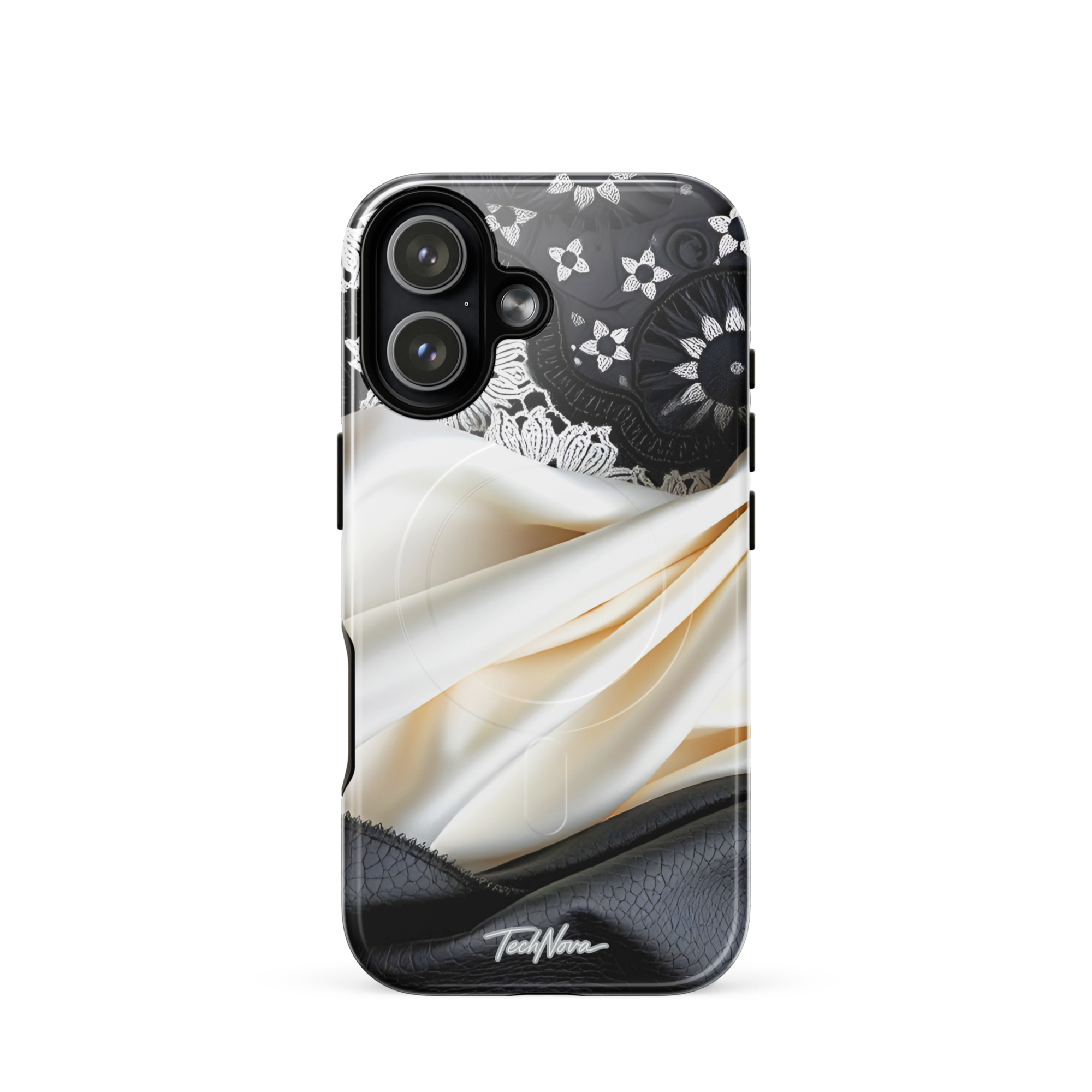 Coque iPhone MagSafe TechNova Couture Signature - Design premium haute couture avec protection renforcée et compatibilité MagSafe