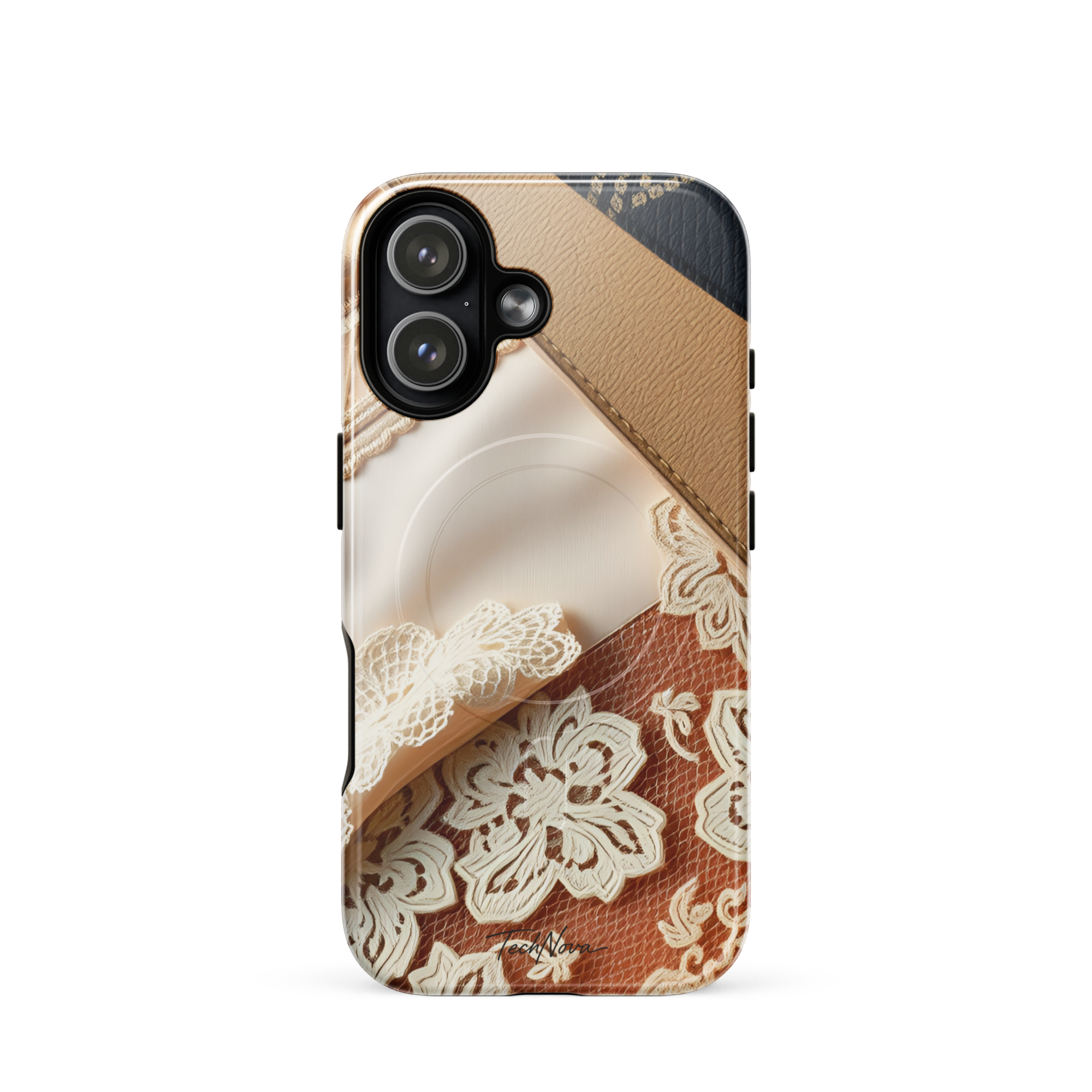 Coque iPhone MagSafe TechNova Couture Signature - Design premium haute couture avec protection renforcée et compatibilité MagSafe