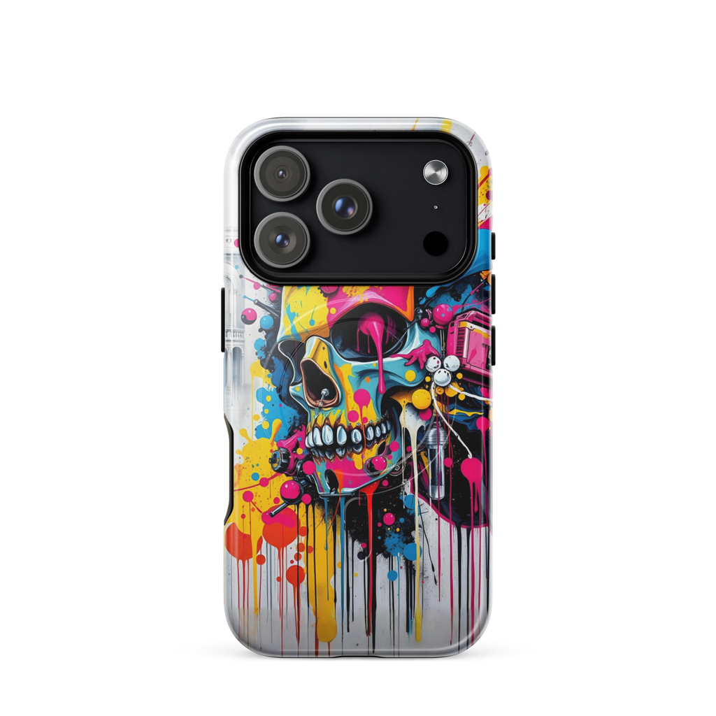 Coque iPhone TechNova Graffiti - Vue arrière avec artwork skull coloré et protection premium