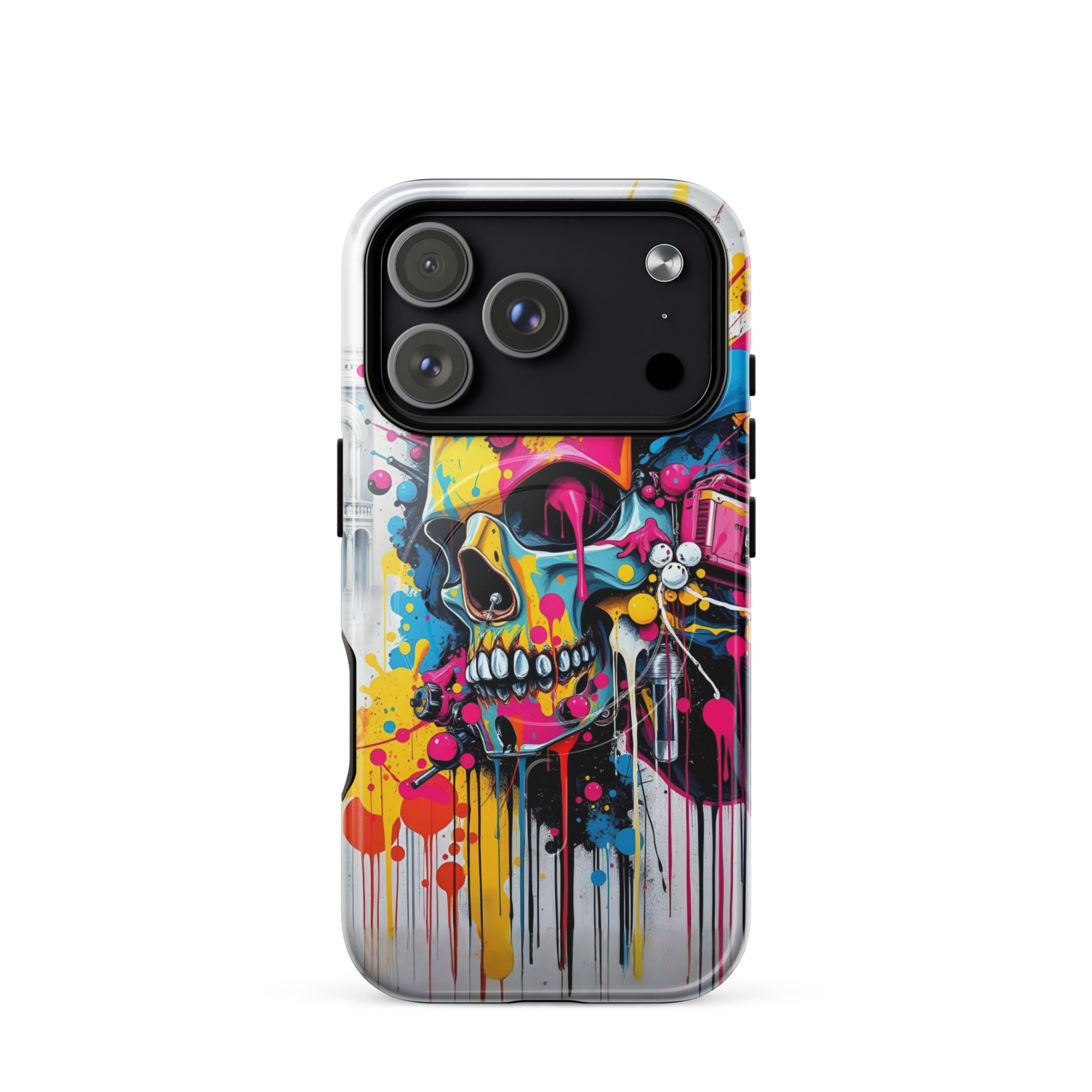 Coque iPhone TechNova Graffiti - Vue arrière avec artwork skull coloré et protection premium