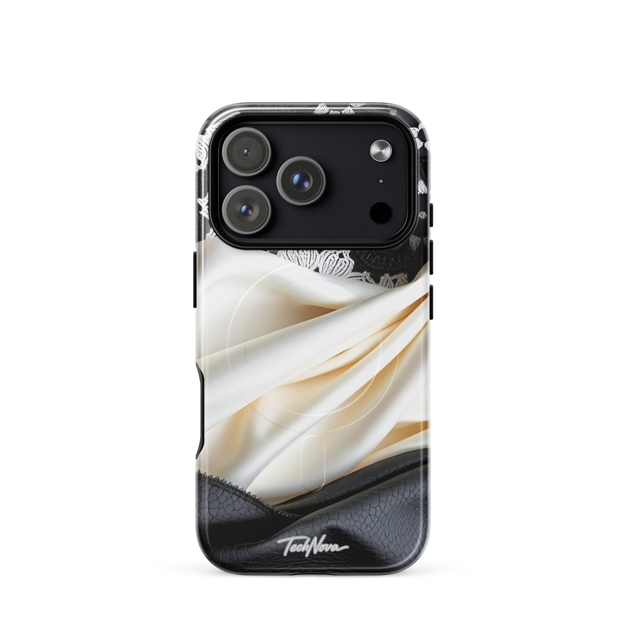 Coque iPhone MagSafe TechNova Couture Signature - Design premium haute couture avec protection renforcée et compatibilité MagSafe