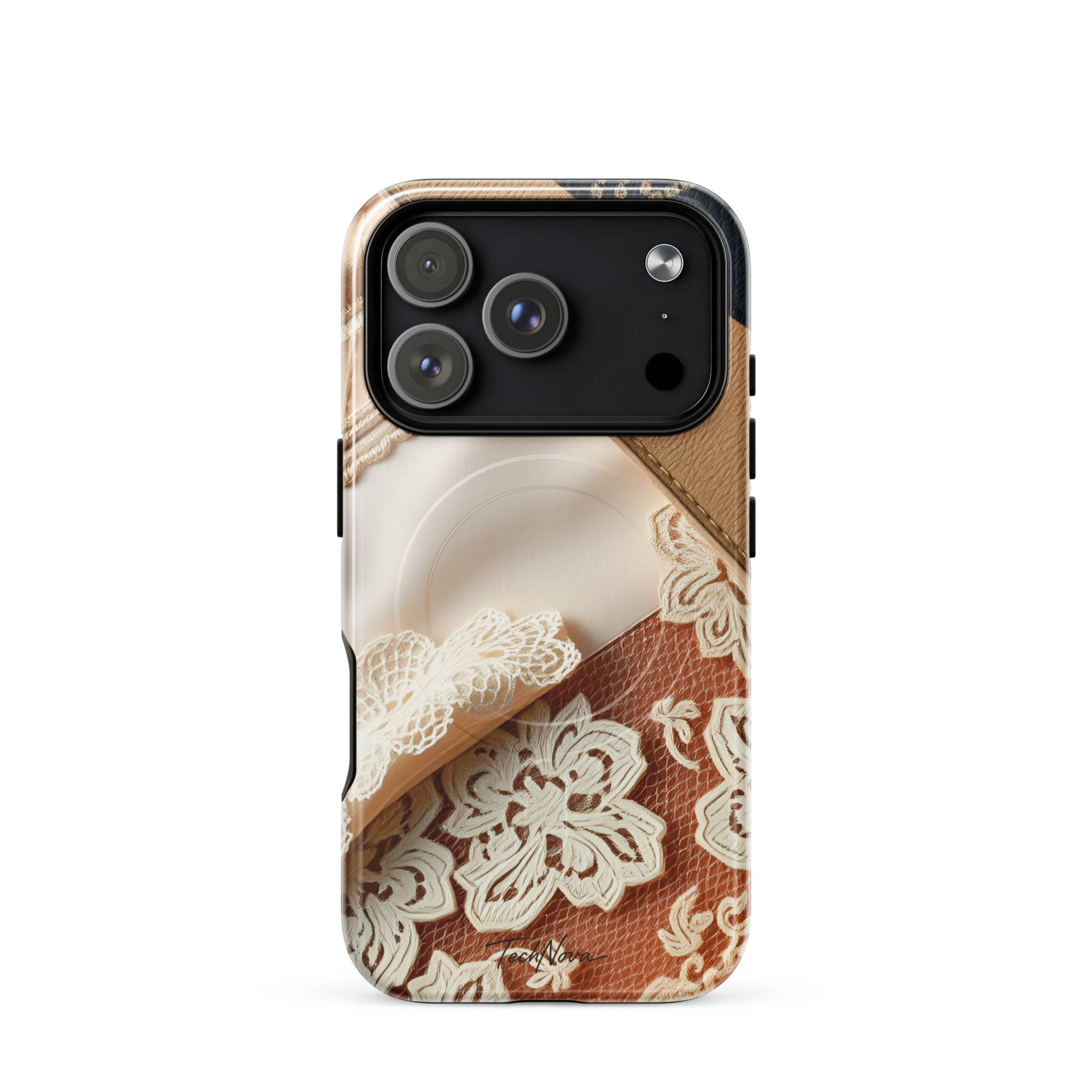 Coque iPhone MagSafe TechNova Couture Signature - Design premium haute couture avec protection renforcée et compatibilité MagSafe