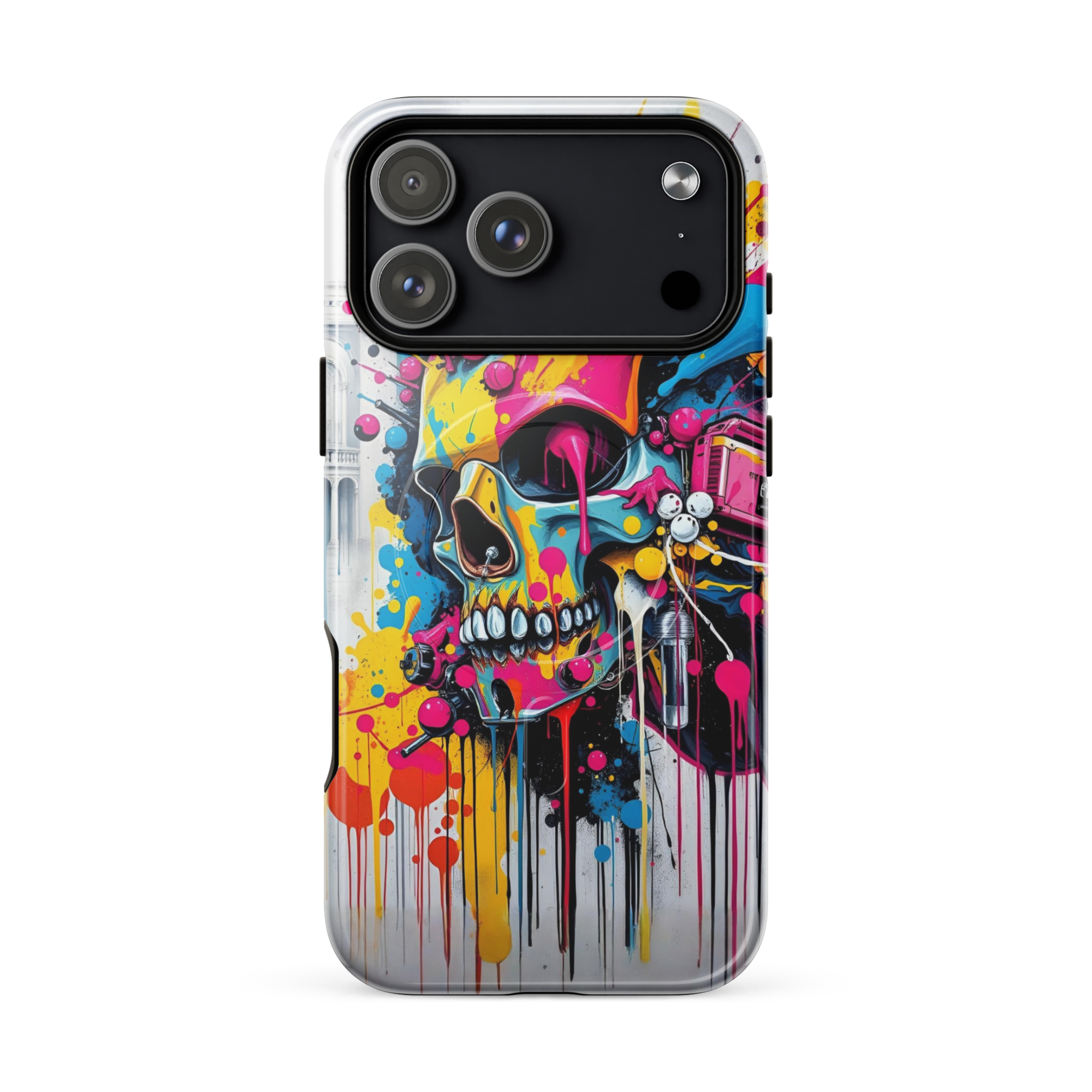 Coque iPhone TechNova Graffiti - Vue arrière avec artwork skull coloré et protection premium