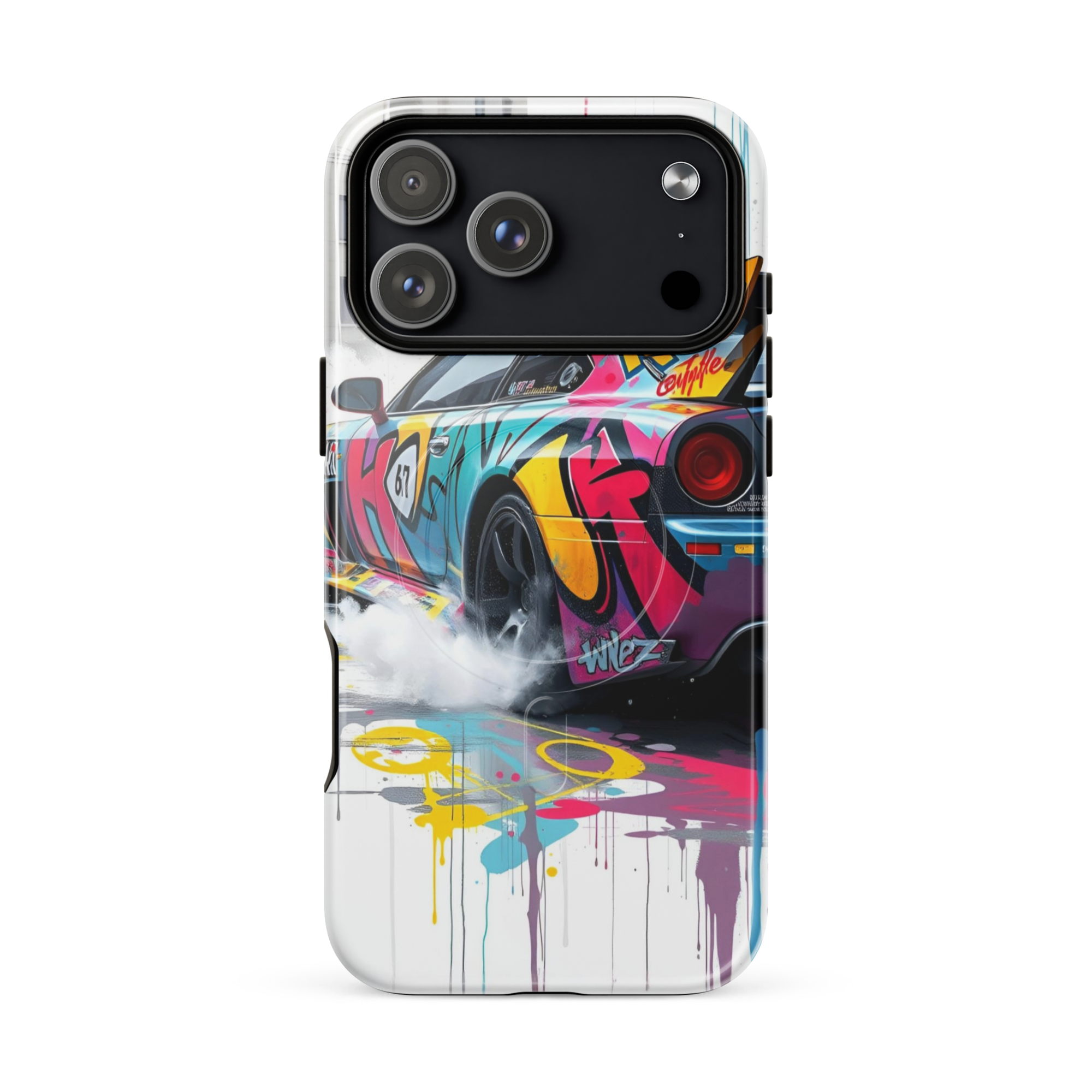 Product Coque iPhone MagSafe Graffiti Voiture Sport TechNova - Design street art racing avec couleurs néon