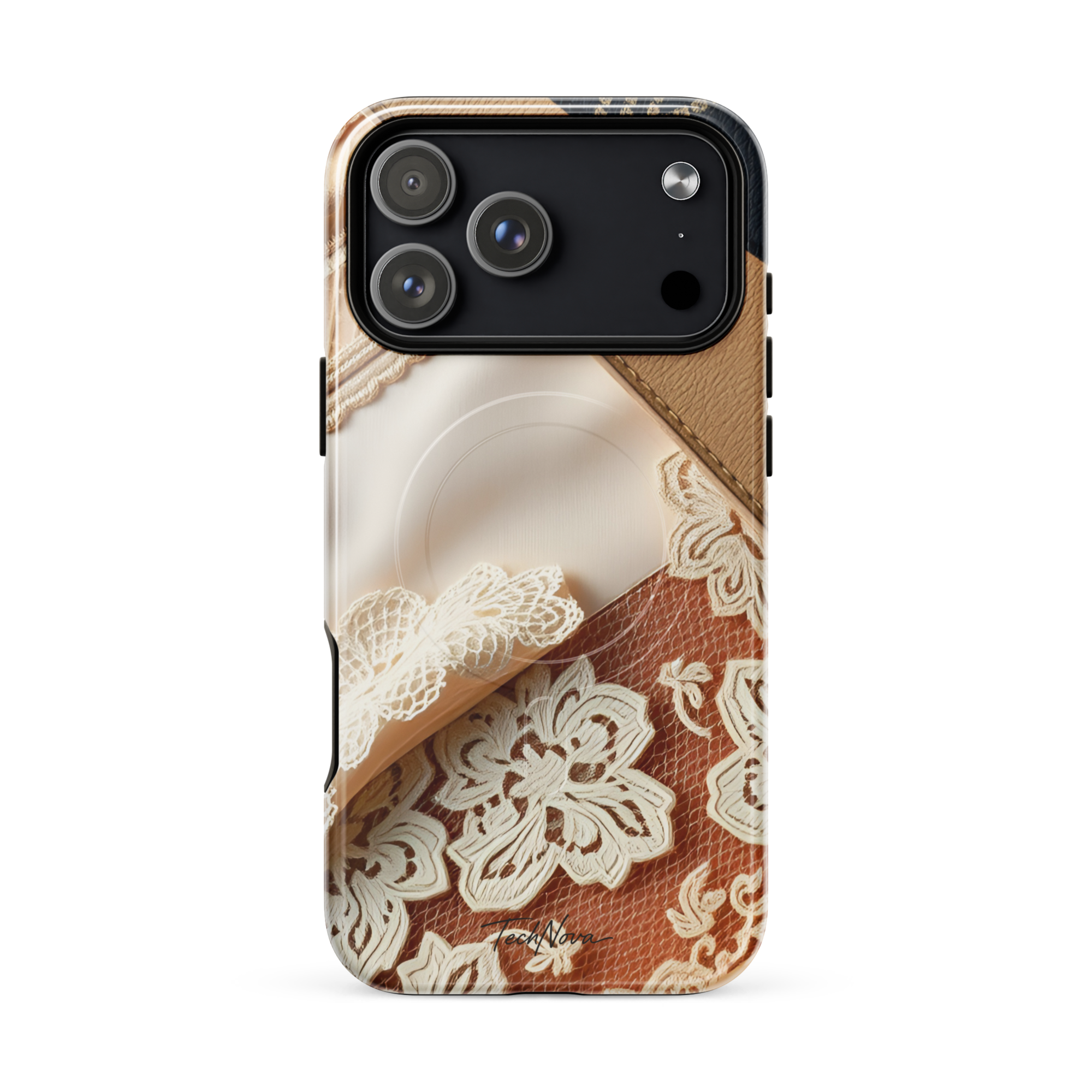 Coque iPhone MagSafe TechNova Couture Signature - Design premium haute couture avec protection renforcée et compatibilité MagSafe