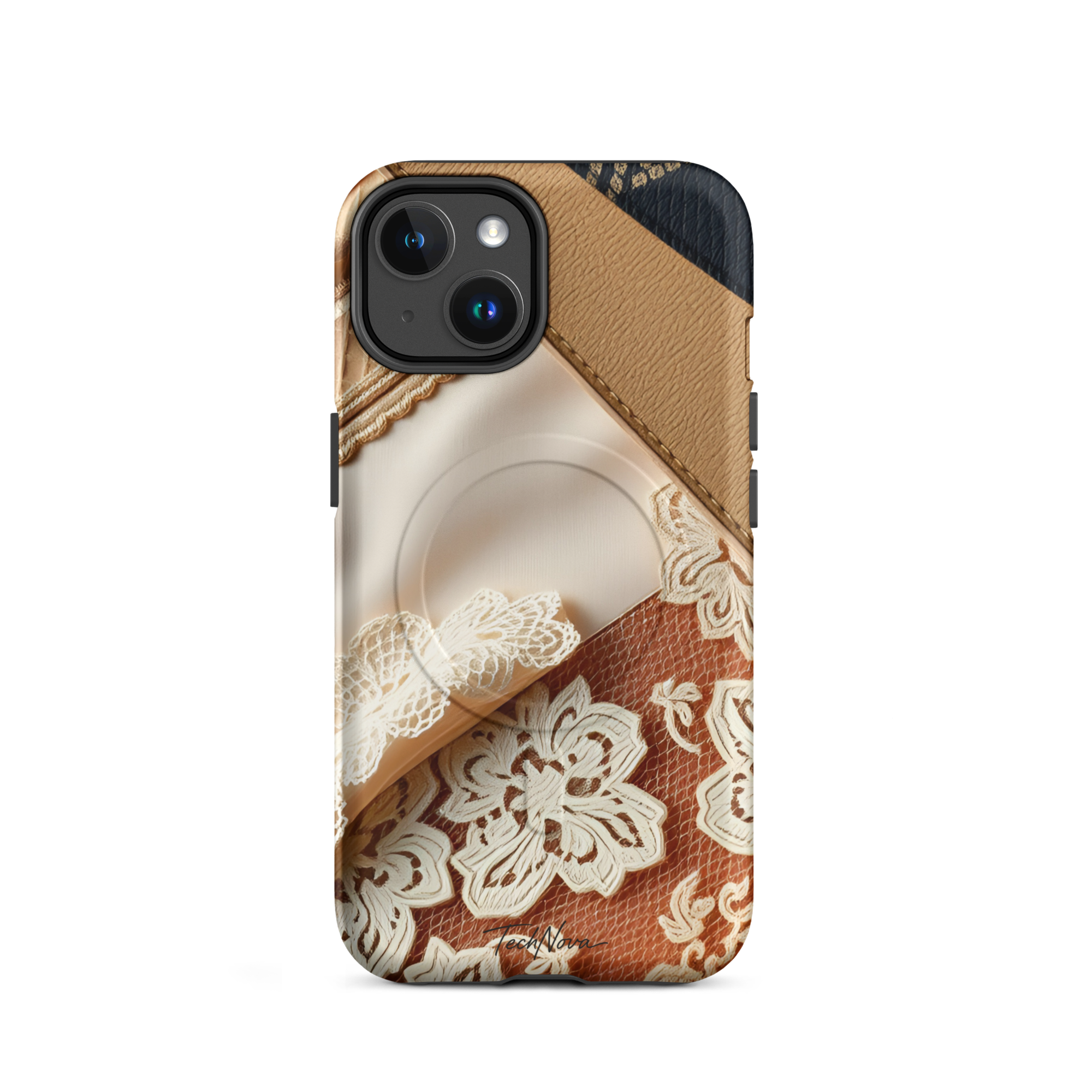 Coque iPhone MagSafe TechNova Couture Signature - Design premium haute couture avec protection renforcée et compatibilité MagSafe